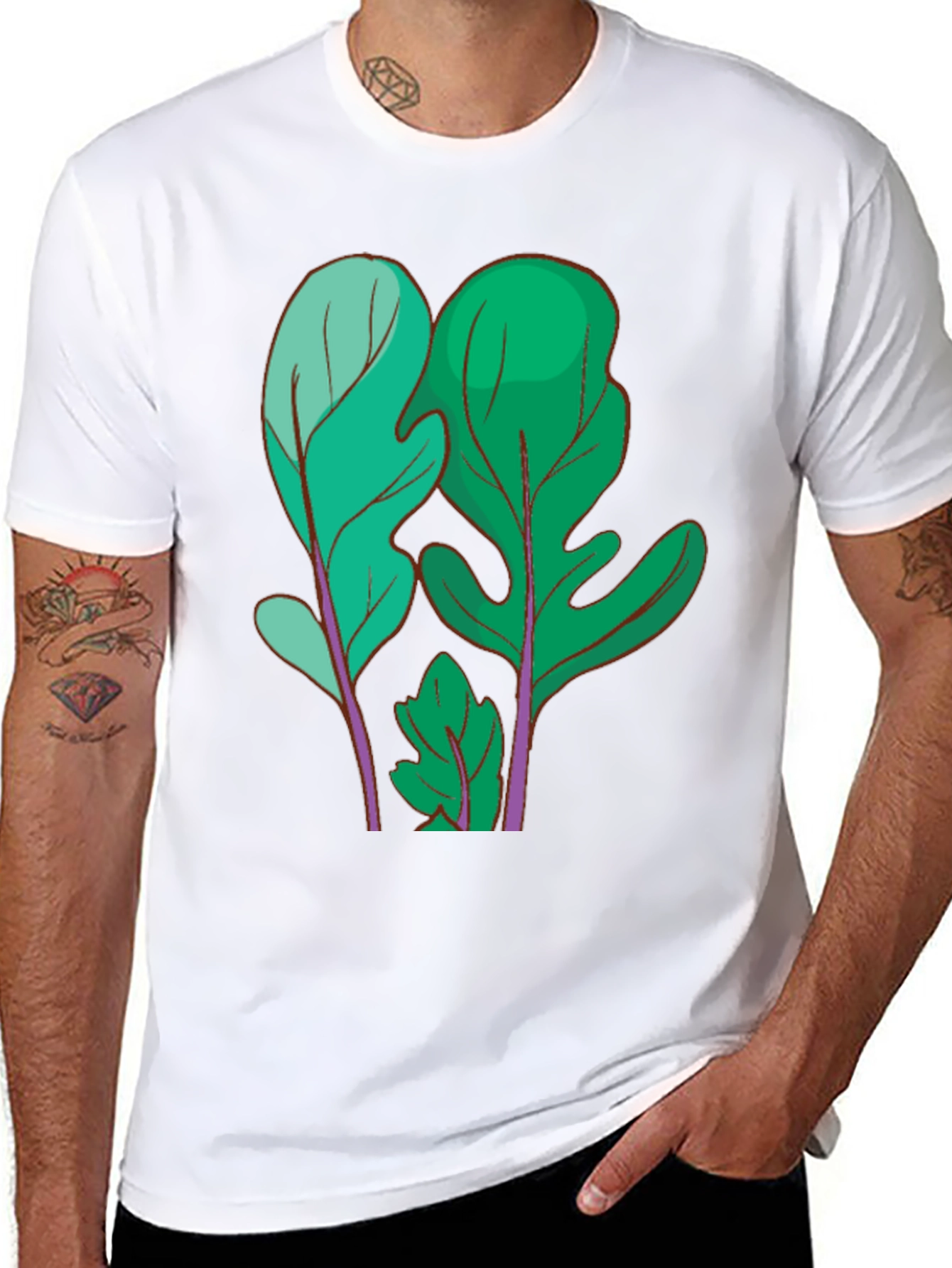 Black Leaf Print T-Shirt view 8