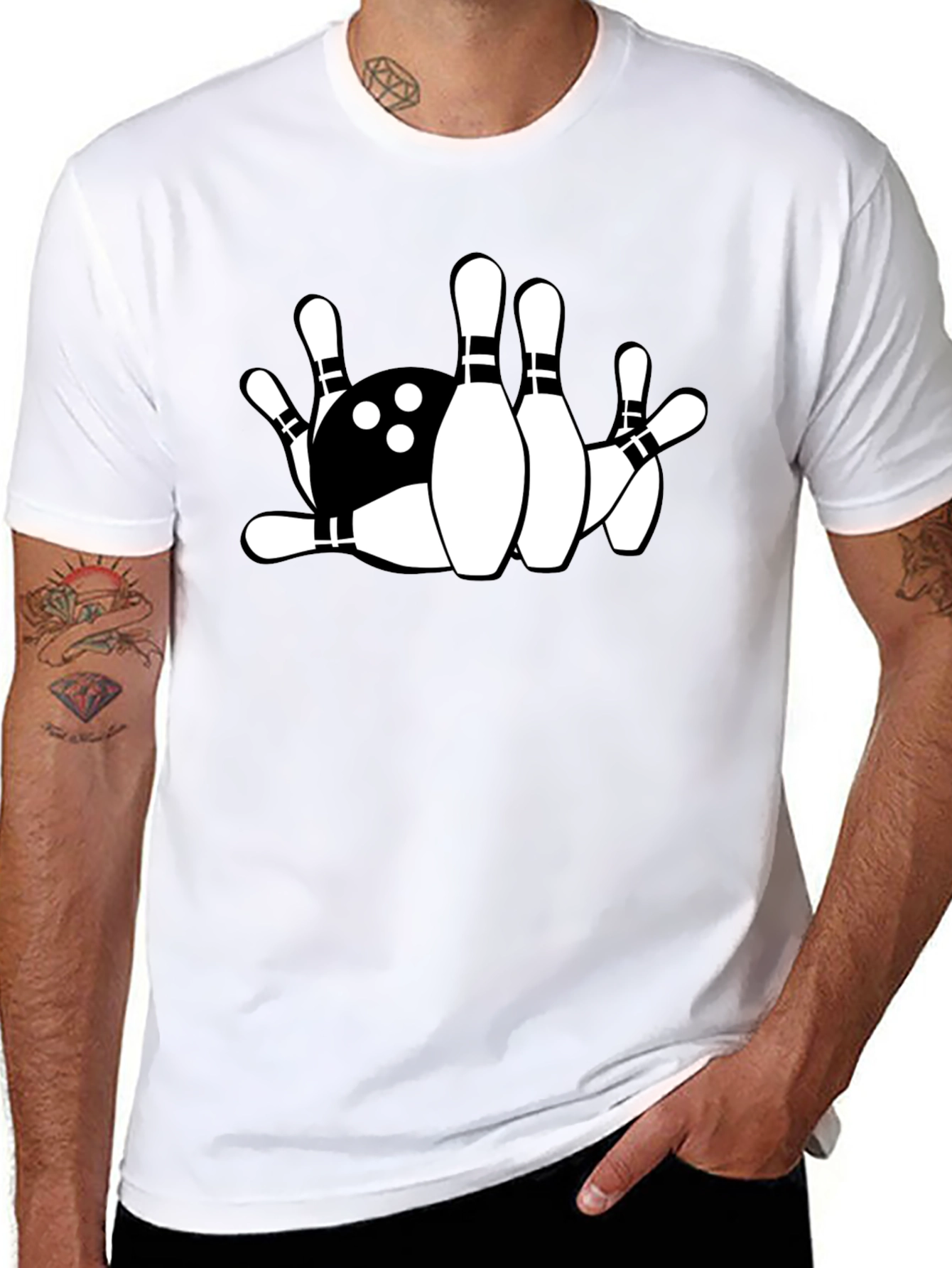 Black Bowling Strike T-Shirt - Classic Black Tee view 8