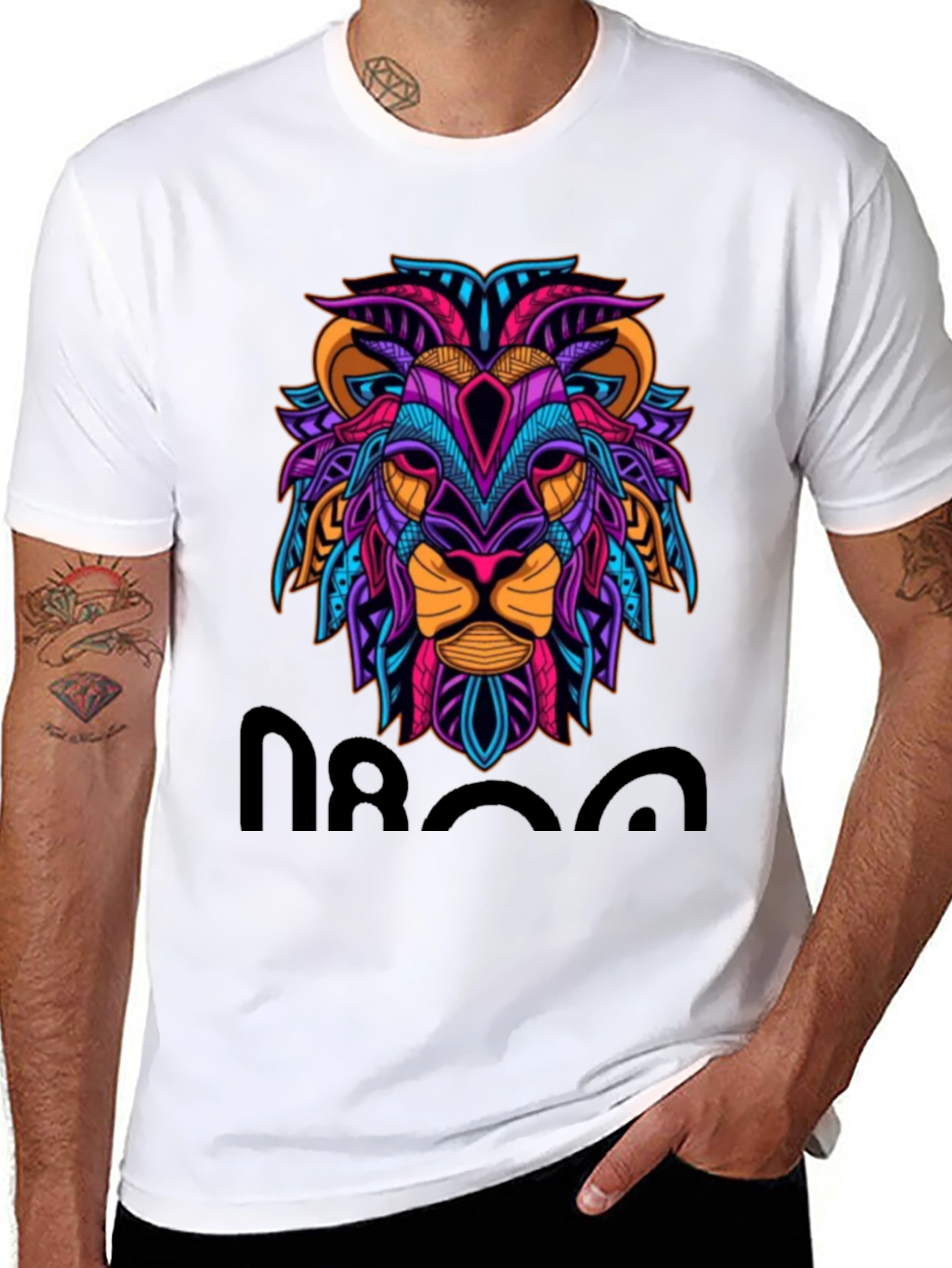 Black Lion Graphic Print Tee - Men's Black T-Shirt view 8
