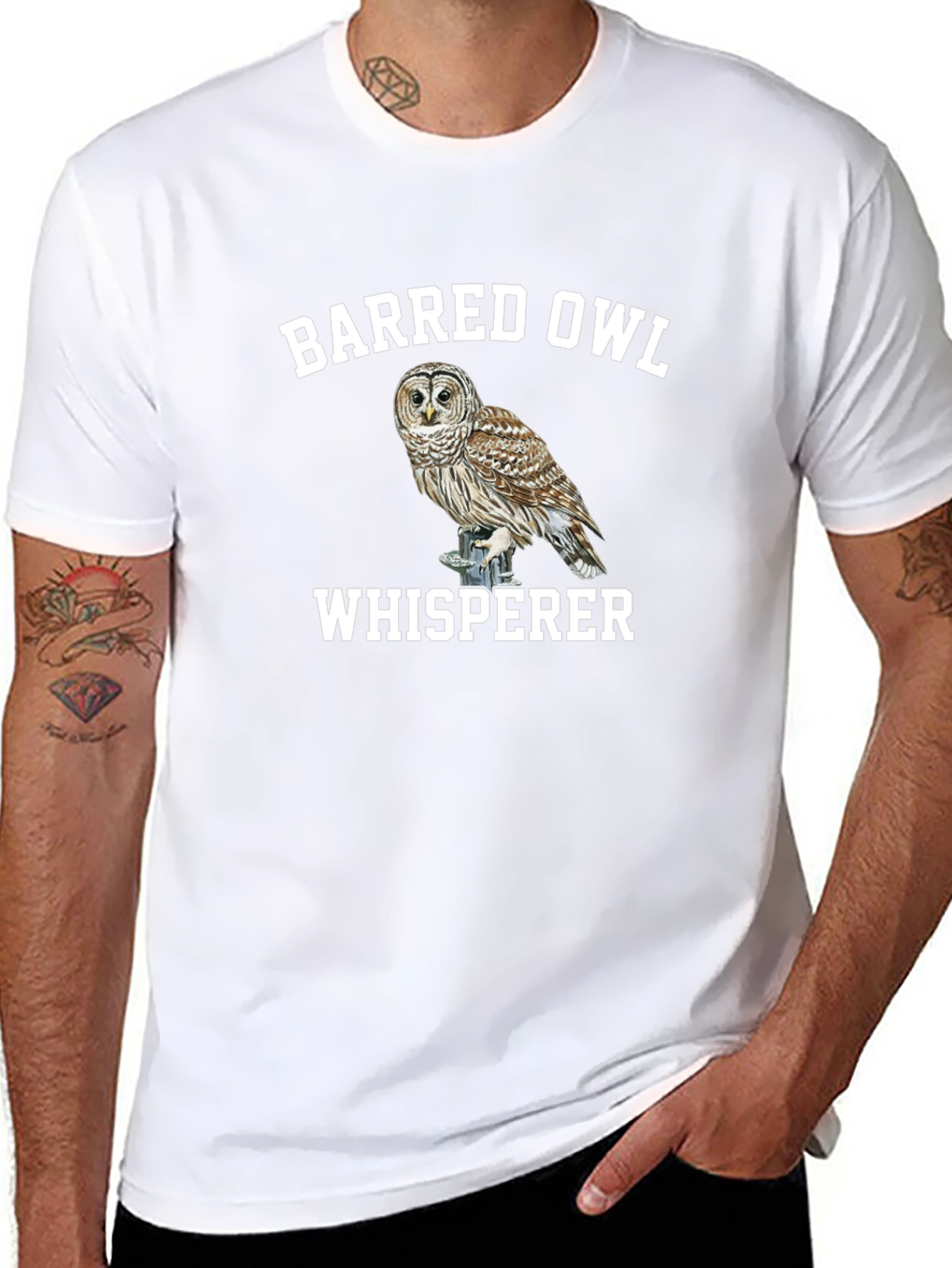 Black Barred Owl Whisperer Black T-Shirt view 8
