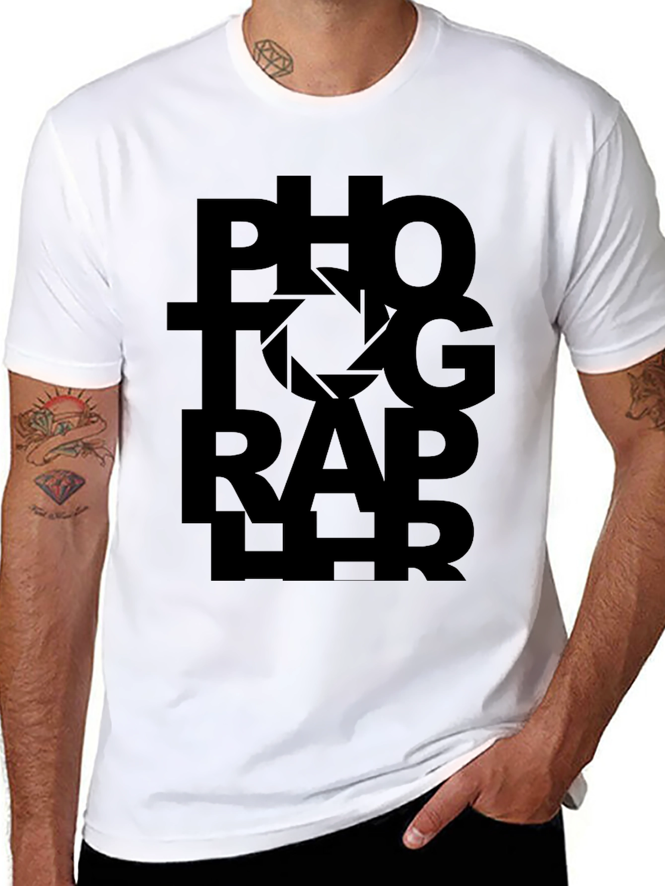 Black Photographer Graphic Tee - Black Unisex T-Shirt view 8