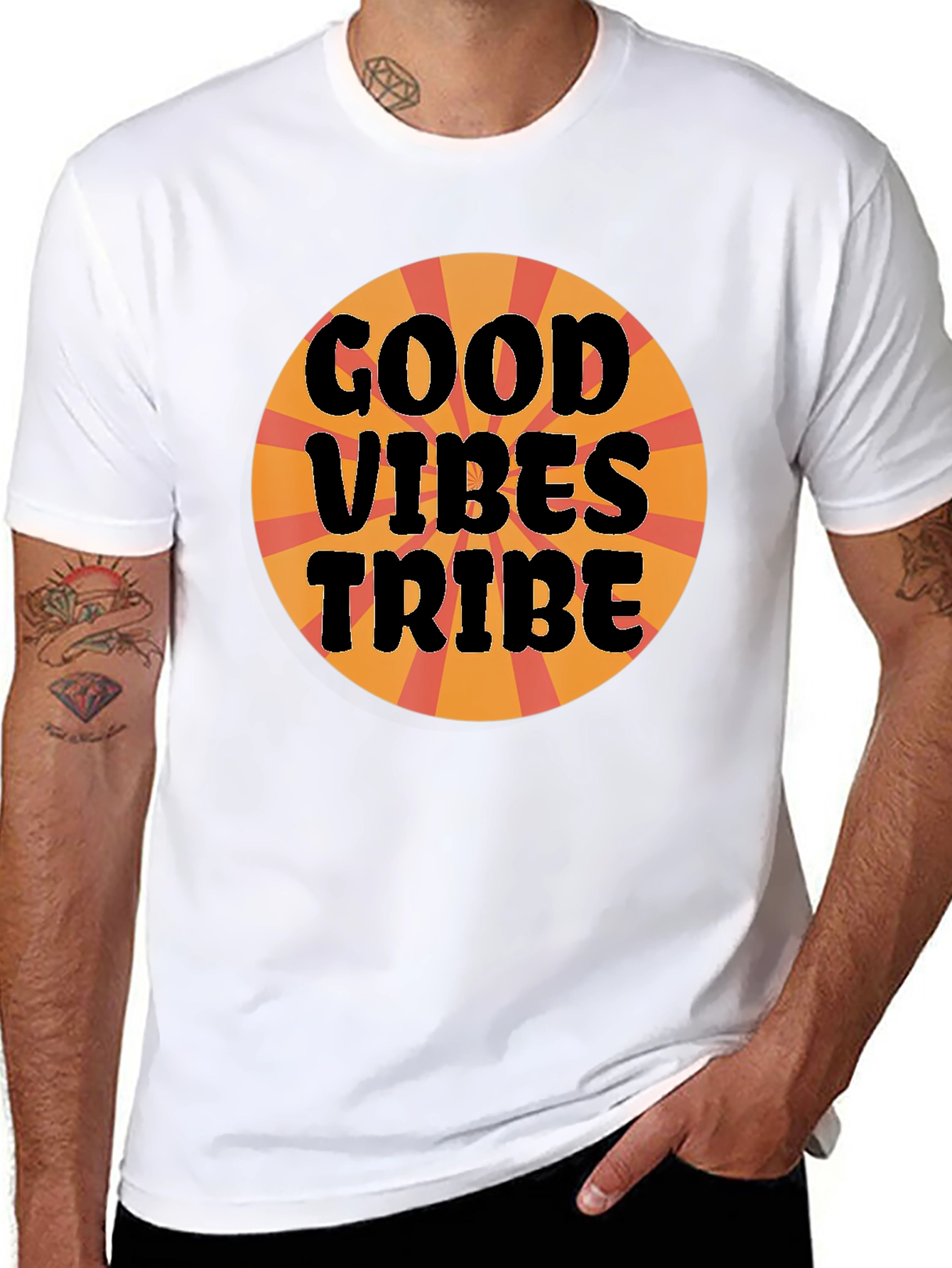 Black Good Vibes Tribe Graphic Tee - Black Cotton T-Shirt view 8