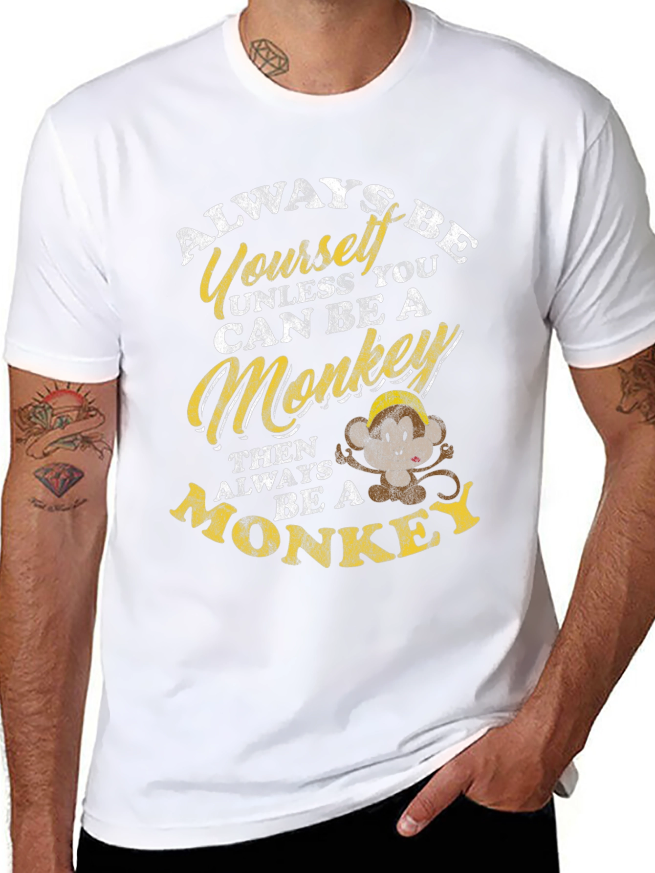 Black Always Be Yourself Unless Monkey T-Shirt view 8