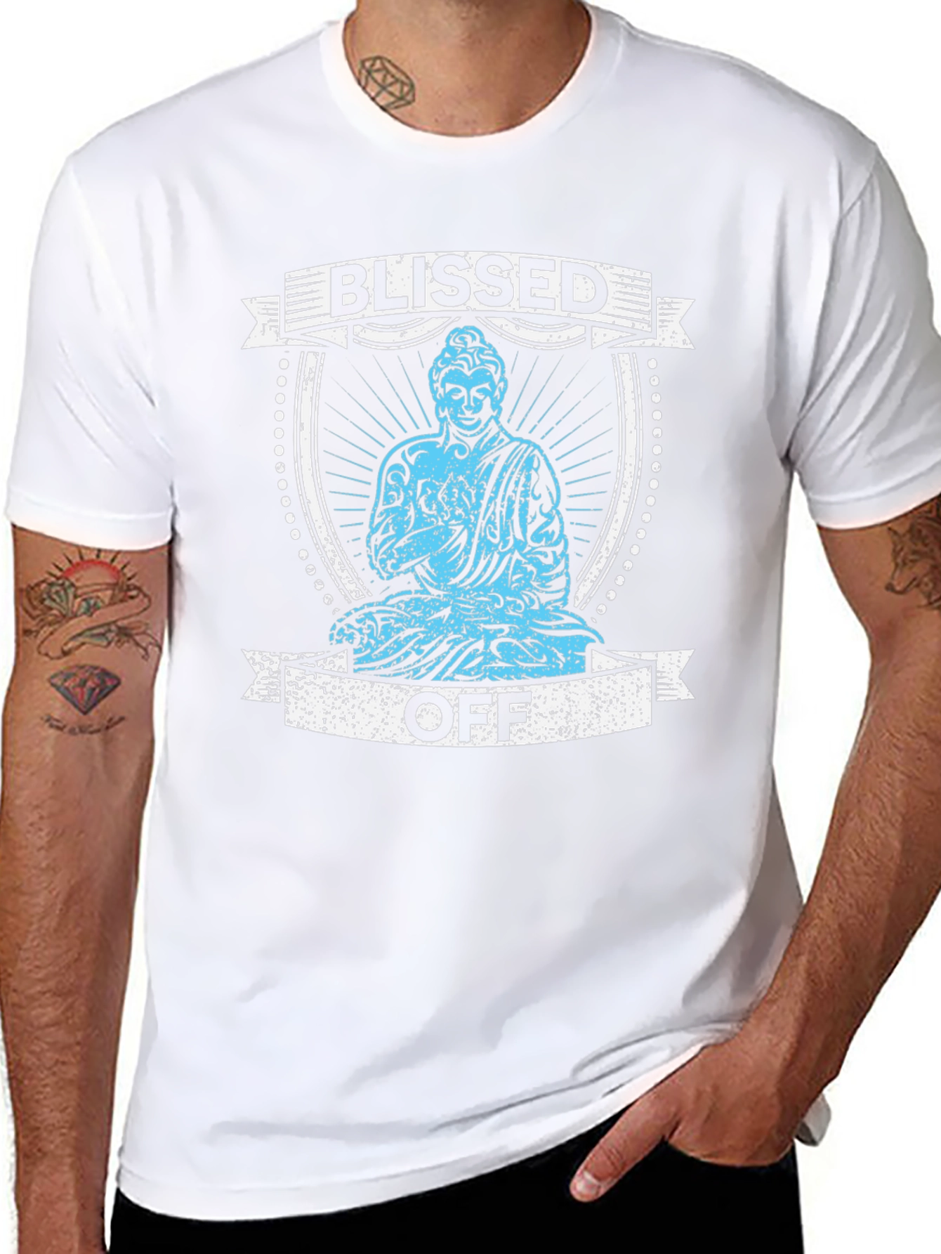 Black Blissed Off Buddha Graphic T-Shirt - Black view 8