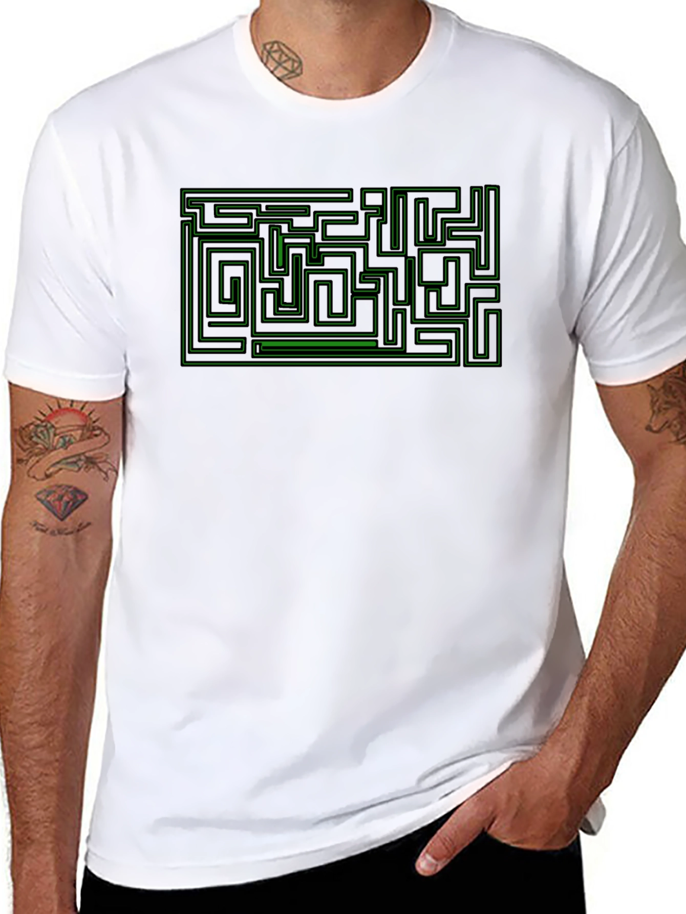 Black Maze Graphic Tee - Puzzle Solver Shirt view 8