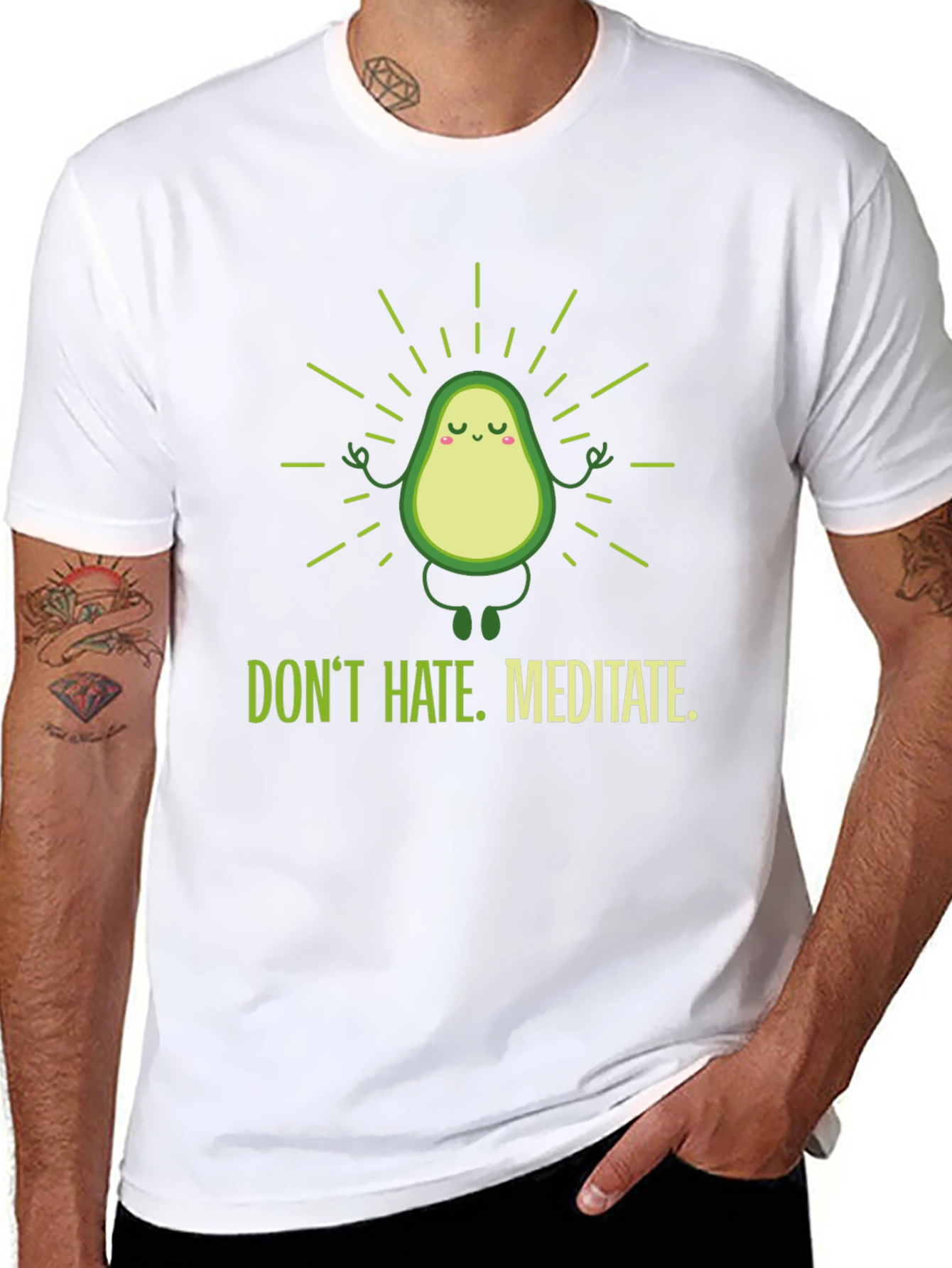 Black Meditating Avocado Graphic T-Shirt view 8