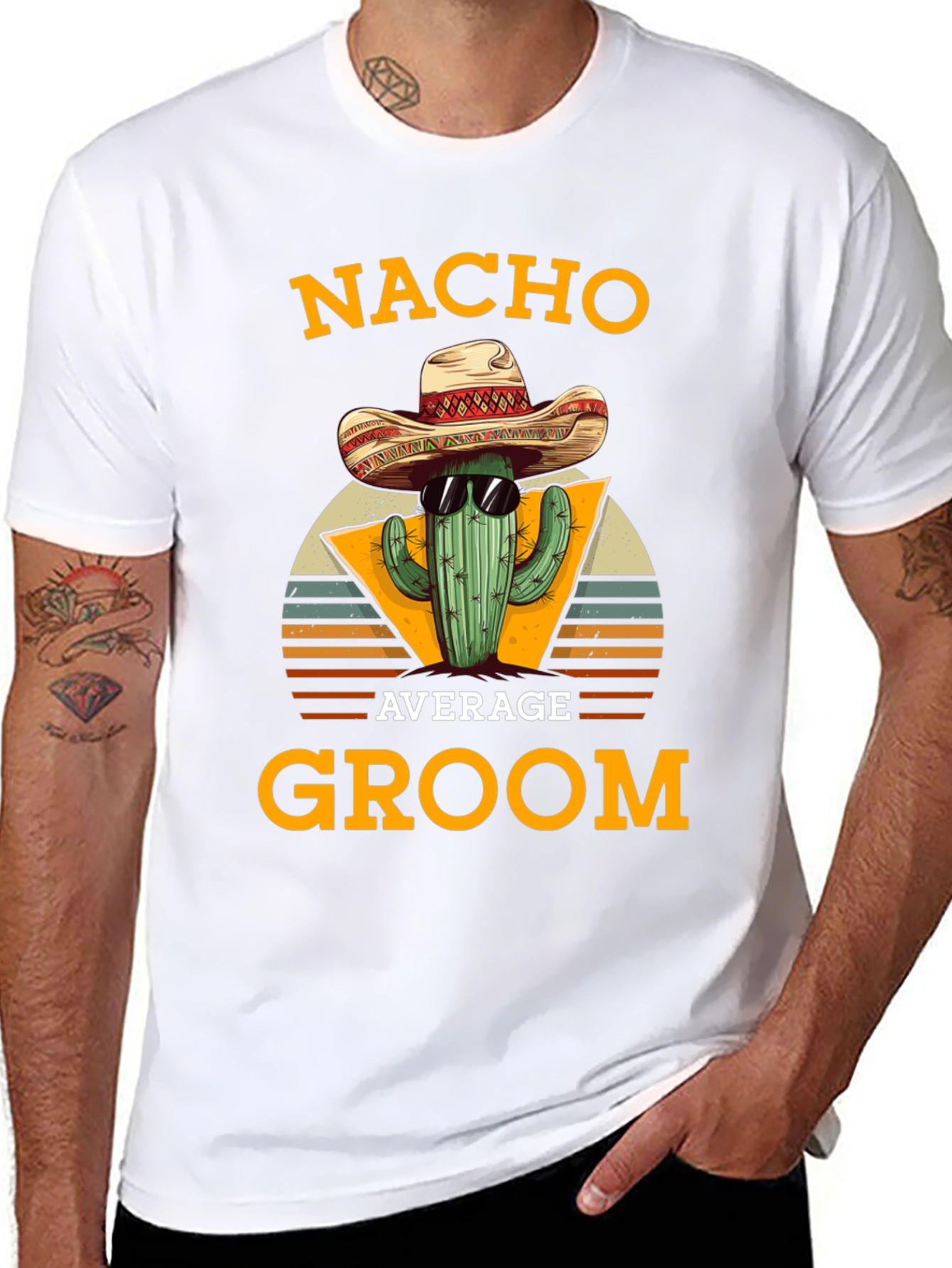 Black Nacho Average Groom Cactus Graphic Tee view 8