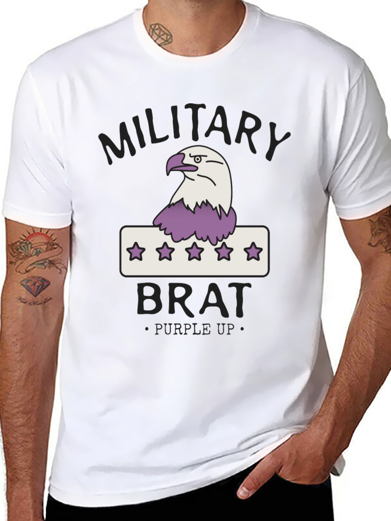 Black Military Brat T-Shirt - Purple Up view 8