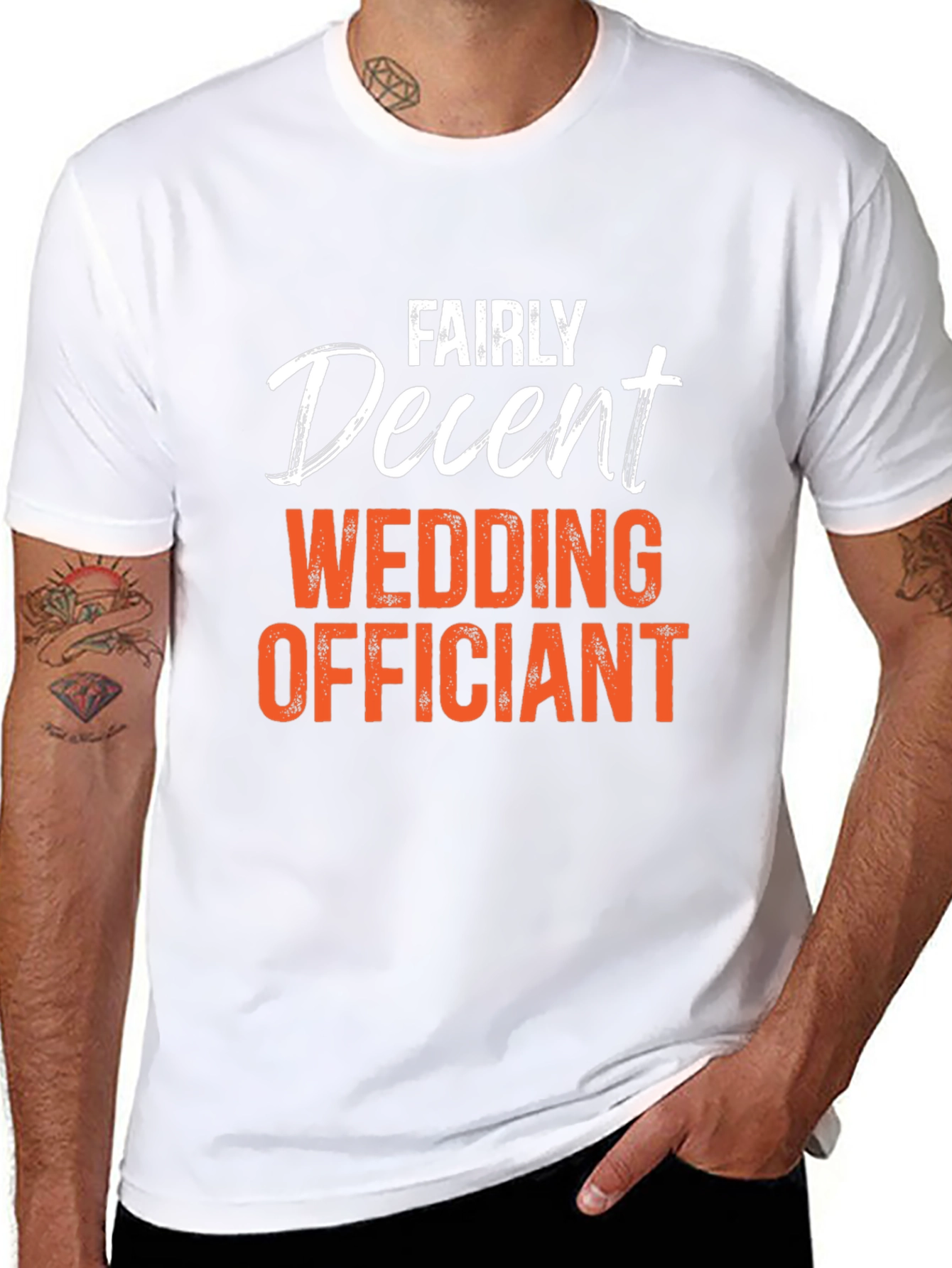 Black Fairly Decent Wedding Officiant T-Shirt view 8