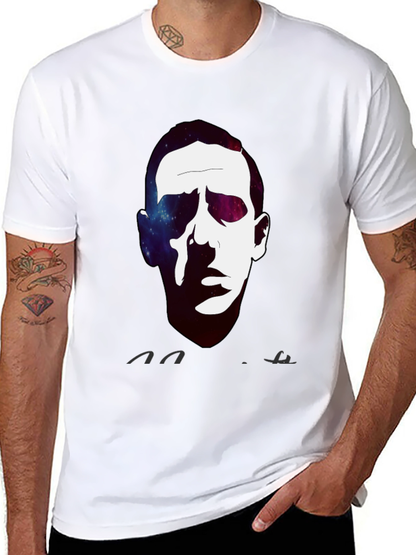 Black Cosmic Portrait Black T-Shirt view 8