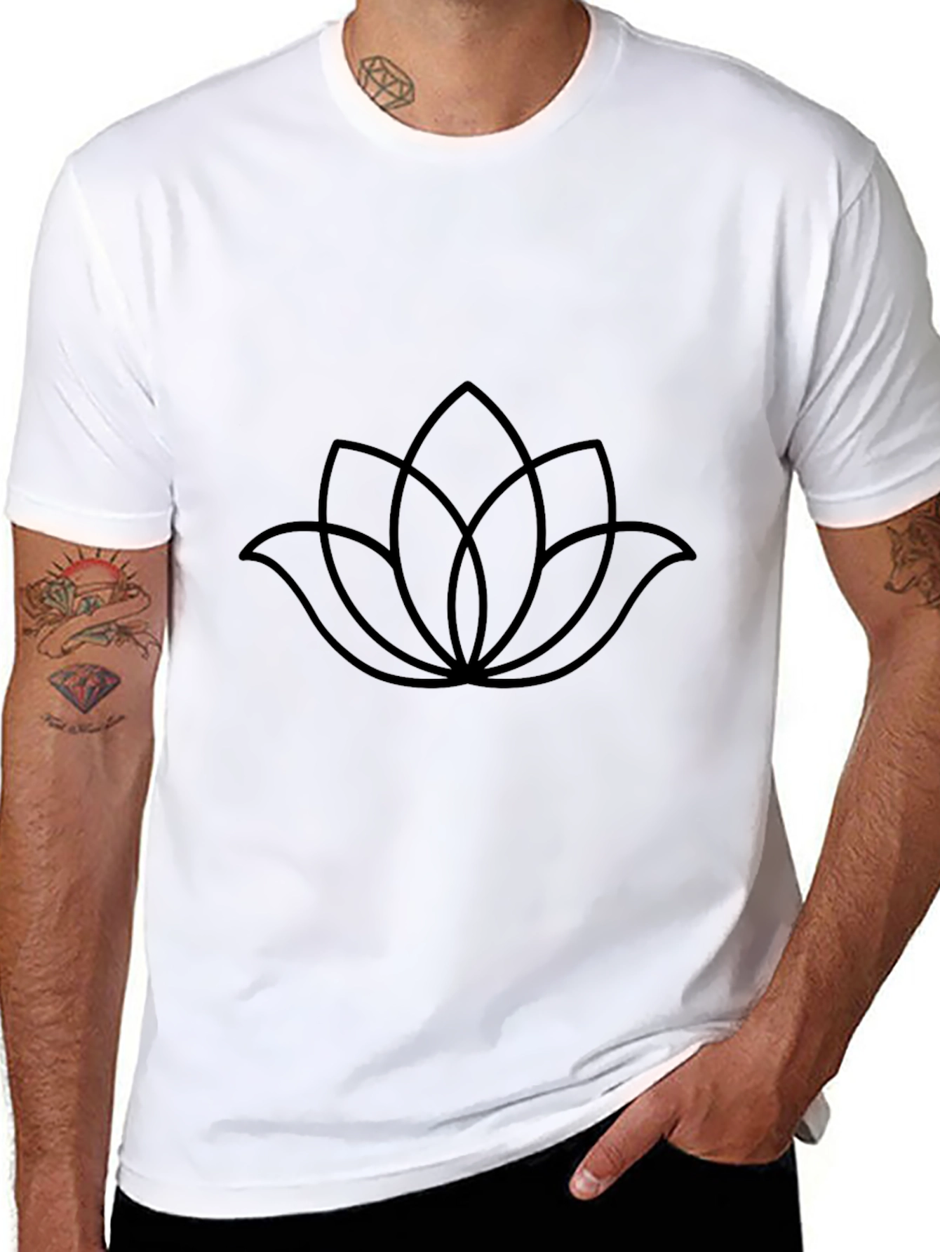Black Lotus Flower Graphic Black Tee view 8