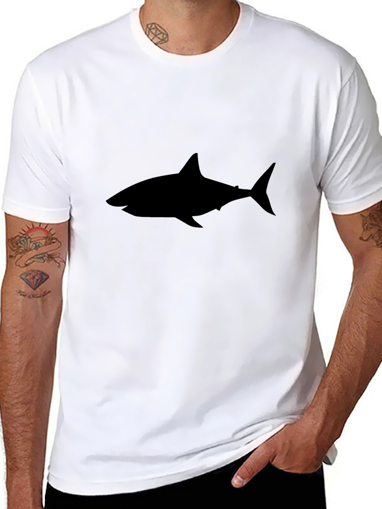 Black Black Shark Graphic Tee - Stylish Men's T-Shirt view 8