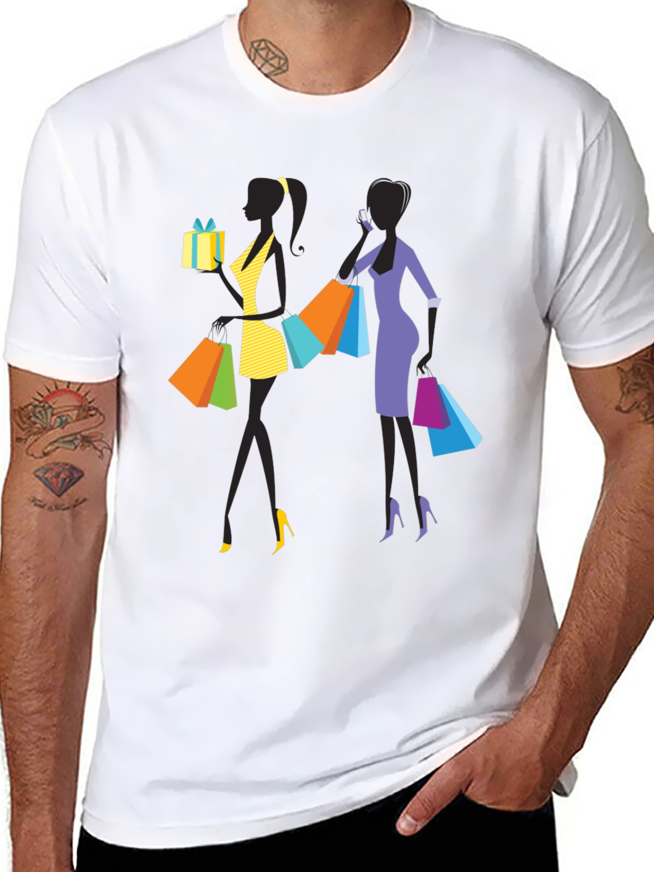 Black Stylish Shopping Women Graphic T-Shirt view 8