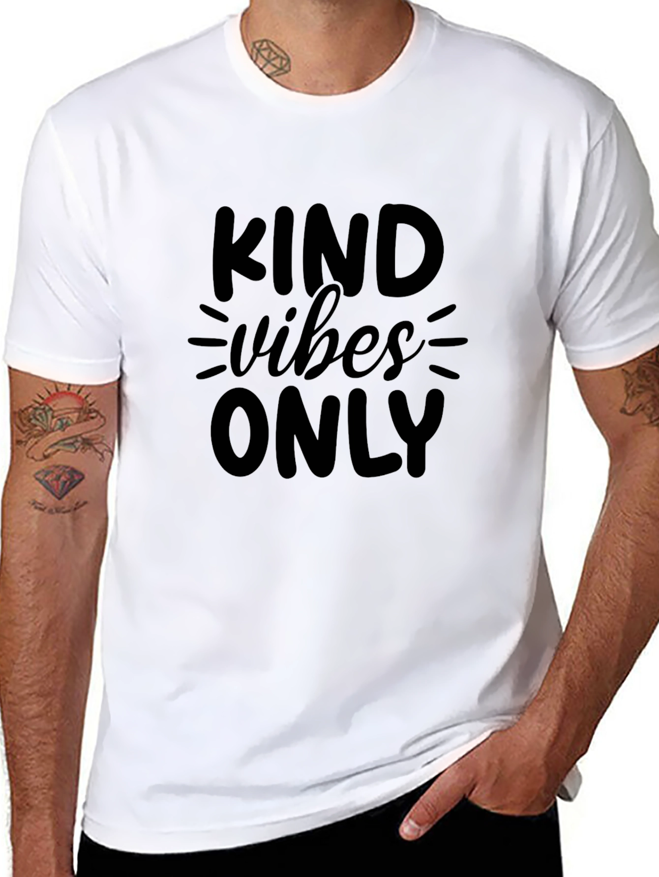 Black Kind Vibes Only Black T-Shirt, Inspirational Message view 8