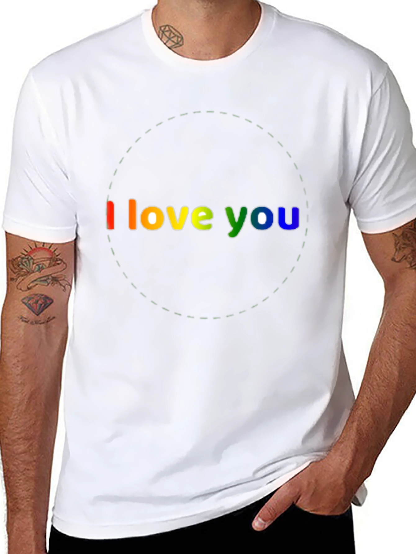 Black I Love You Rainbow Graphic Black T-Shirt view 8