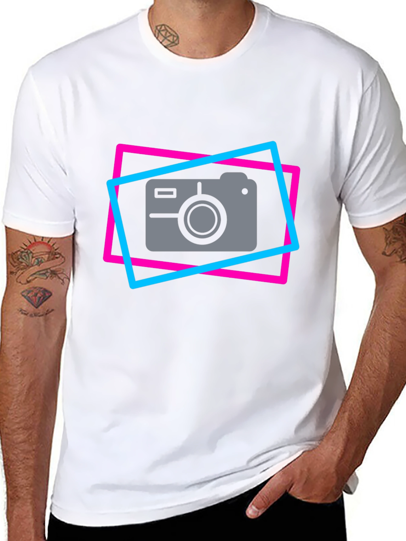 Black Retro Camera Graphic Tee - Cool Photographer T-Shirt view 8