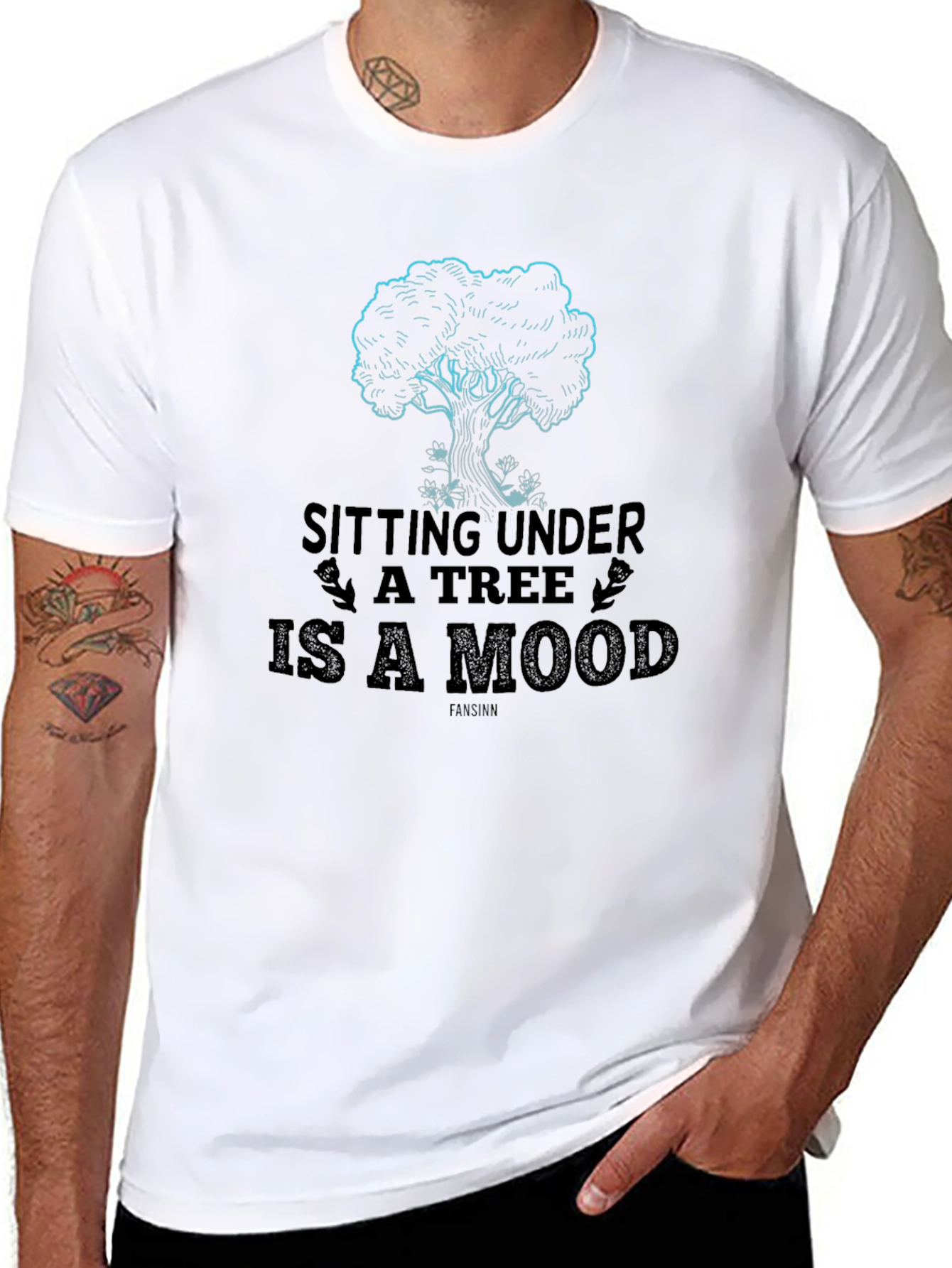 Black Sitting Under a Tree T-Shirt - Relaxed Mood view 8