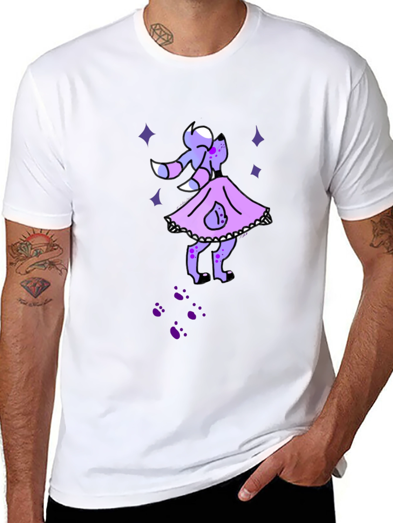 Black Novelty Graphic Tee - Cute Cartoon Animal Dress view 8