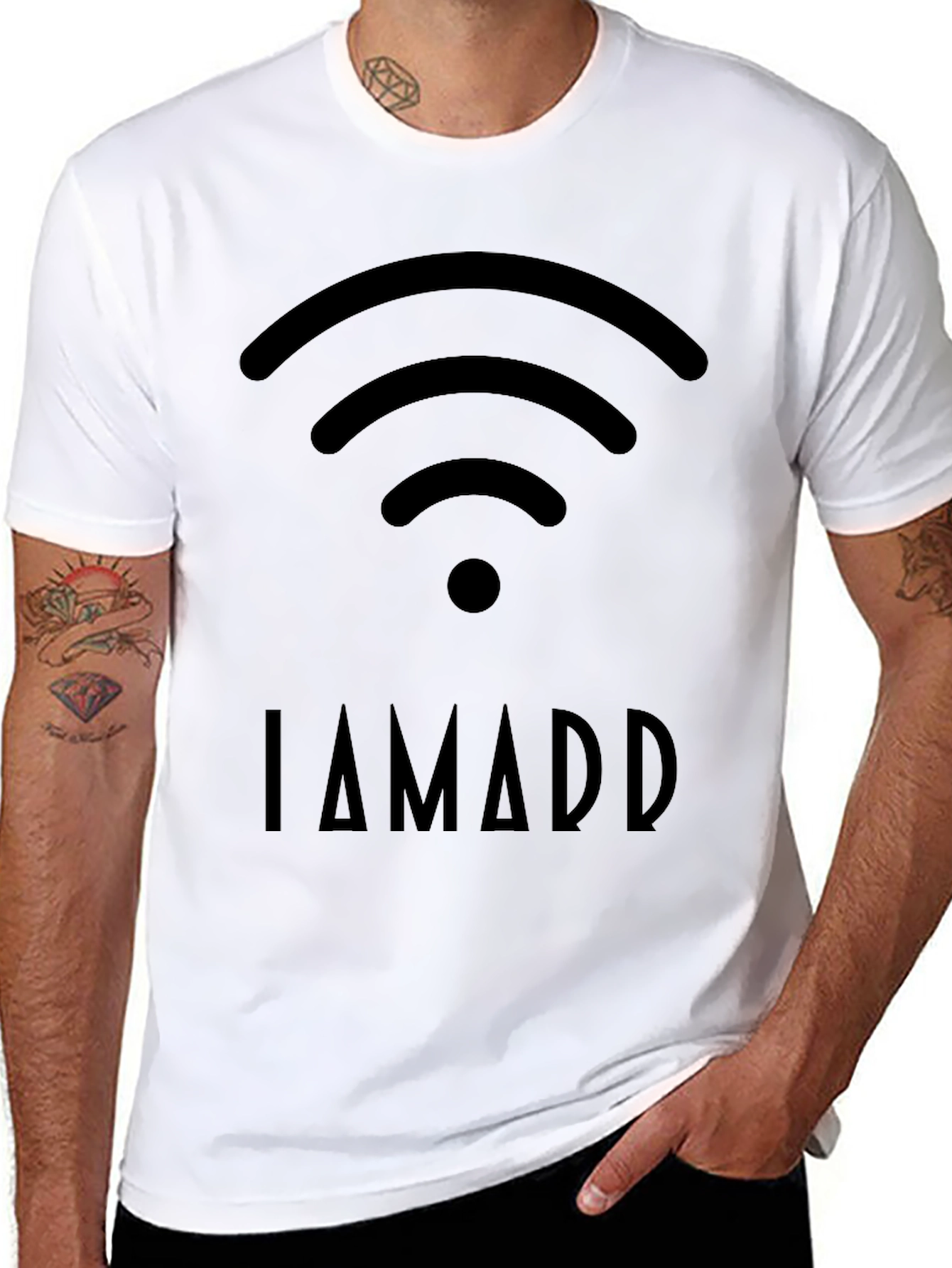 Black I AM ADD WiFi Humor T-Shirt - Black view 8