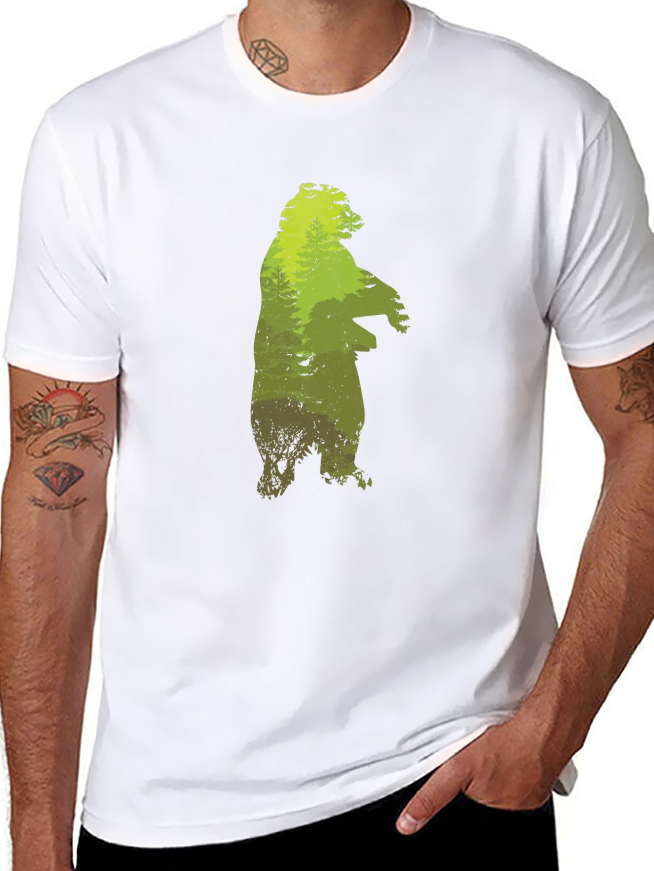 Black Nature Bear Graphic T-Shirt view 8