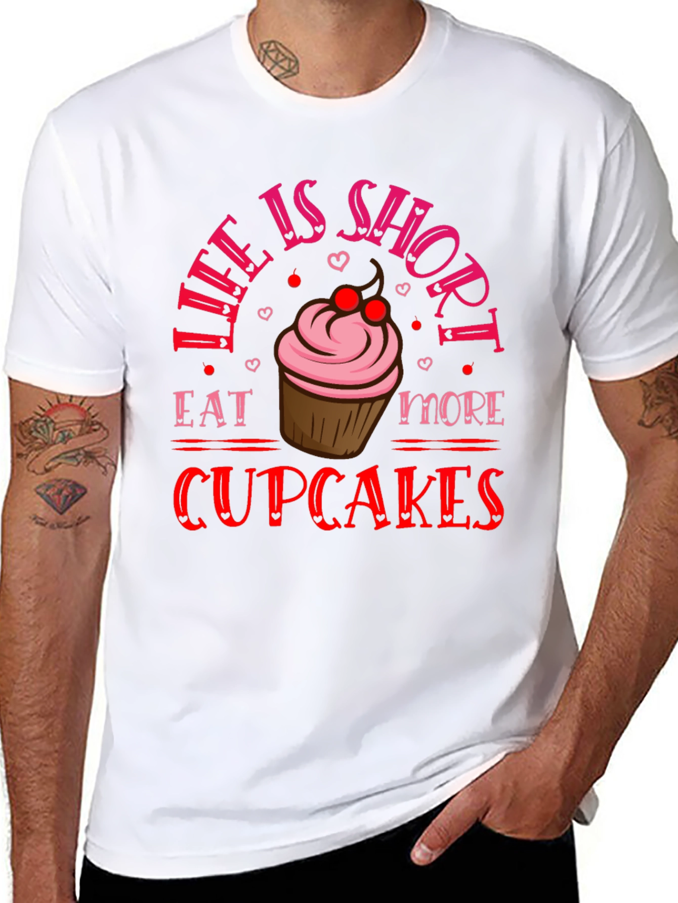 Black Life is Short Eat More Cupcakes Graphic Tee view 8