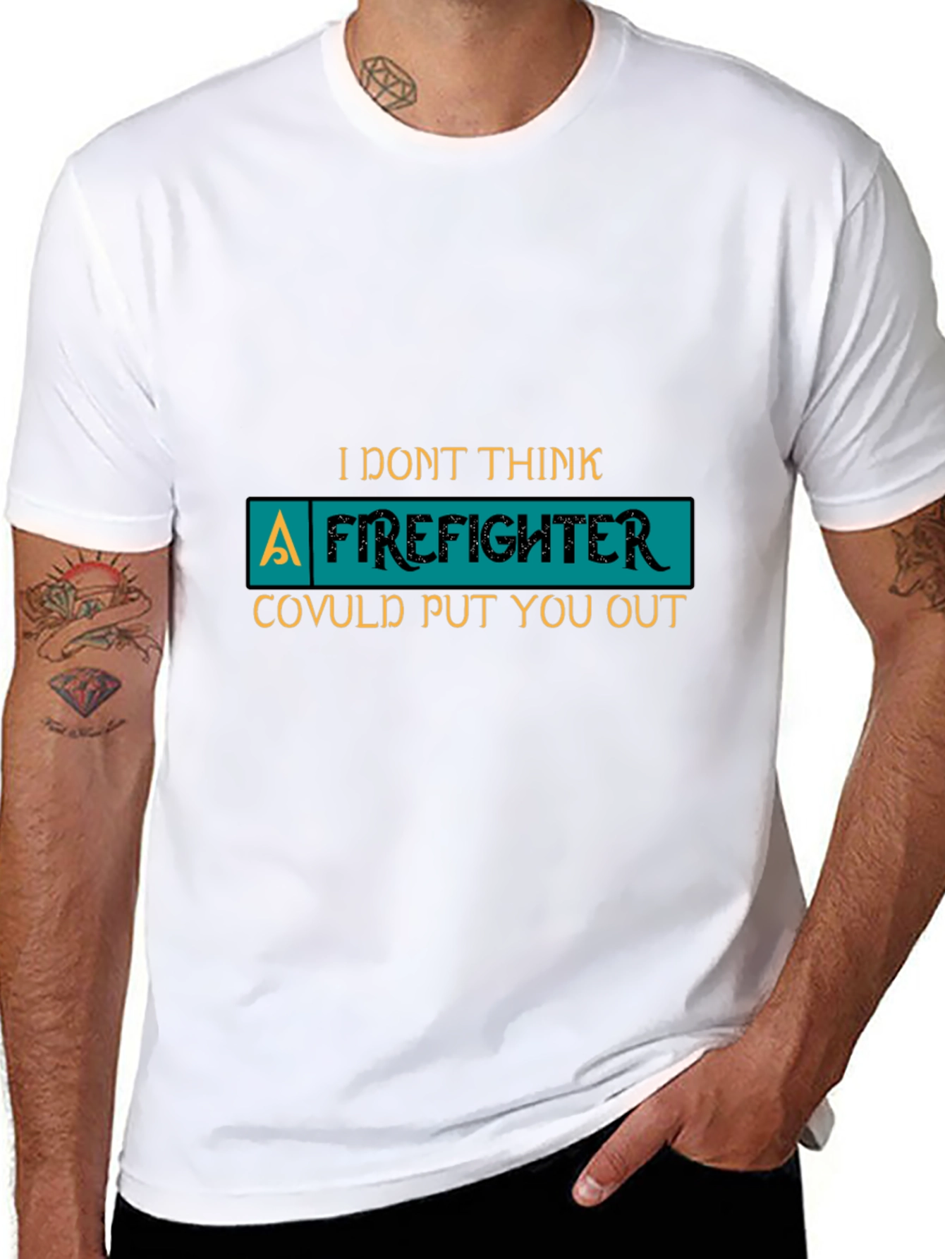 Black Funny Firefighter Graphic Tee - I Don't Think A Firefighter... view 8