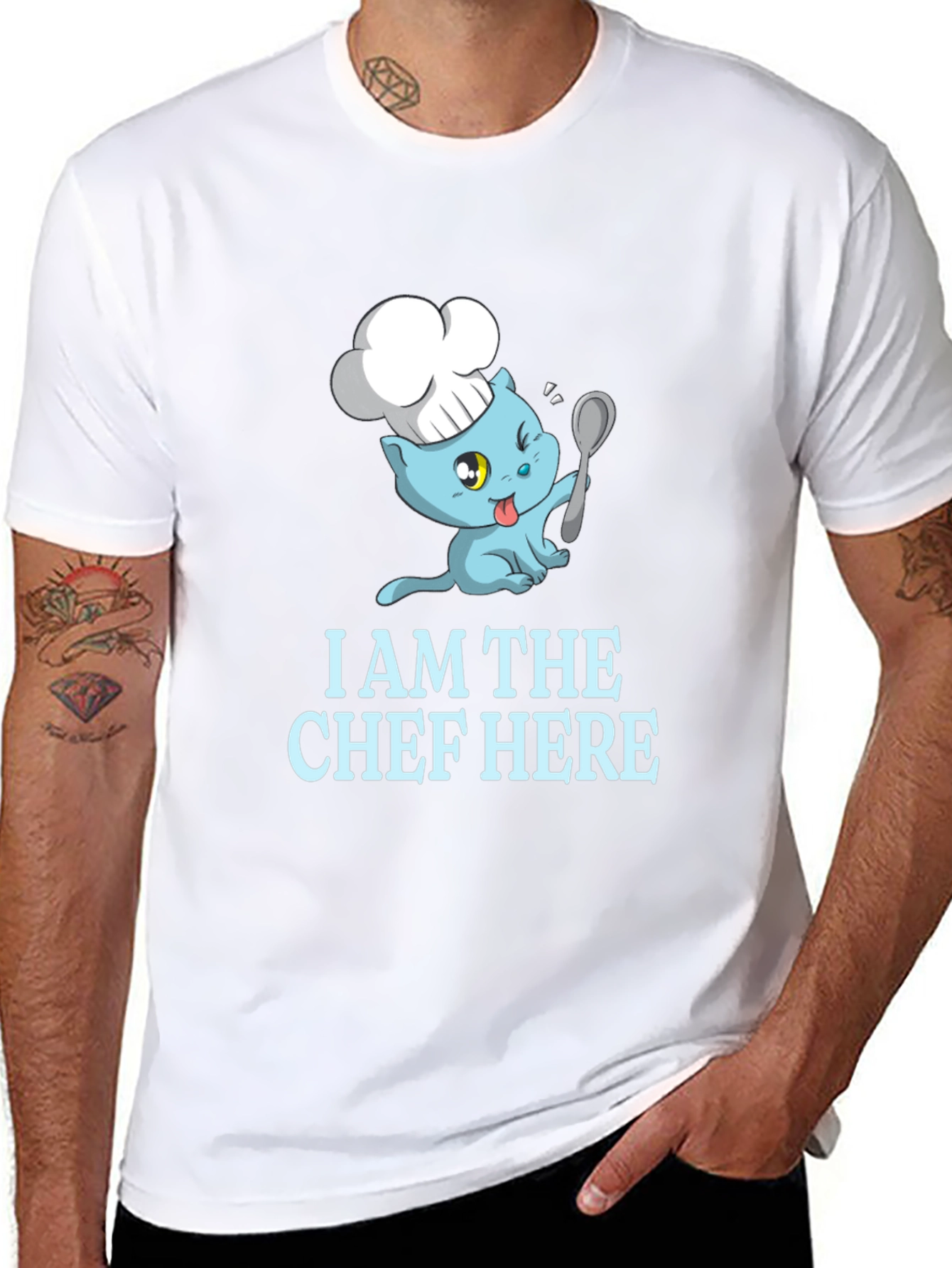 Black Chef Cat Graphic T-Shirt - Funny Foodie Tee view 8
