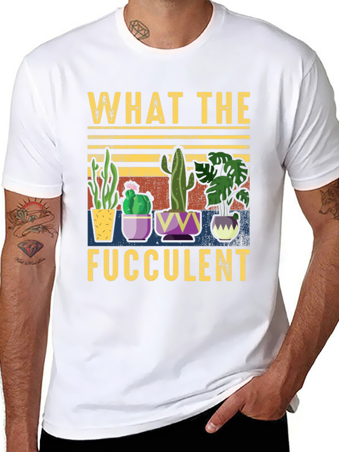 Black What the Fucculent T-Shirt Funny Succulent Plant Lover Tee view 8