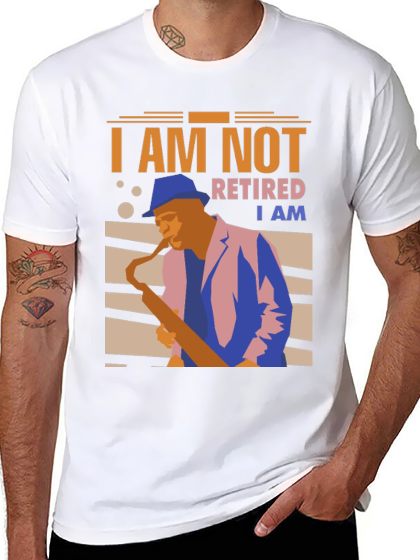 Black I Am Not Retired T-Shirt - Saxophone Player view 8