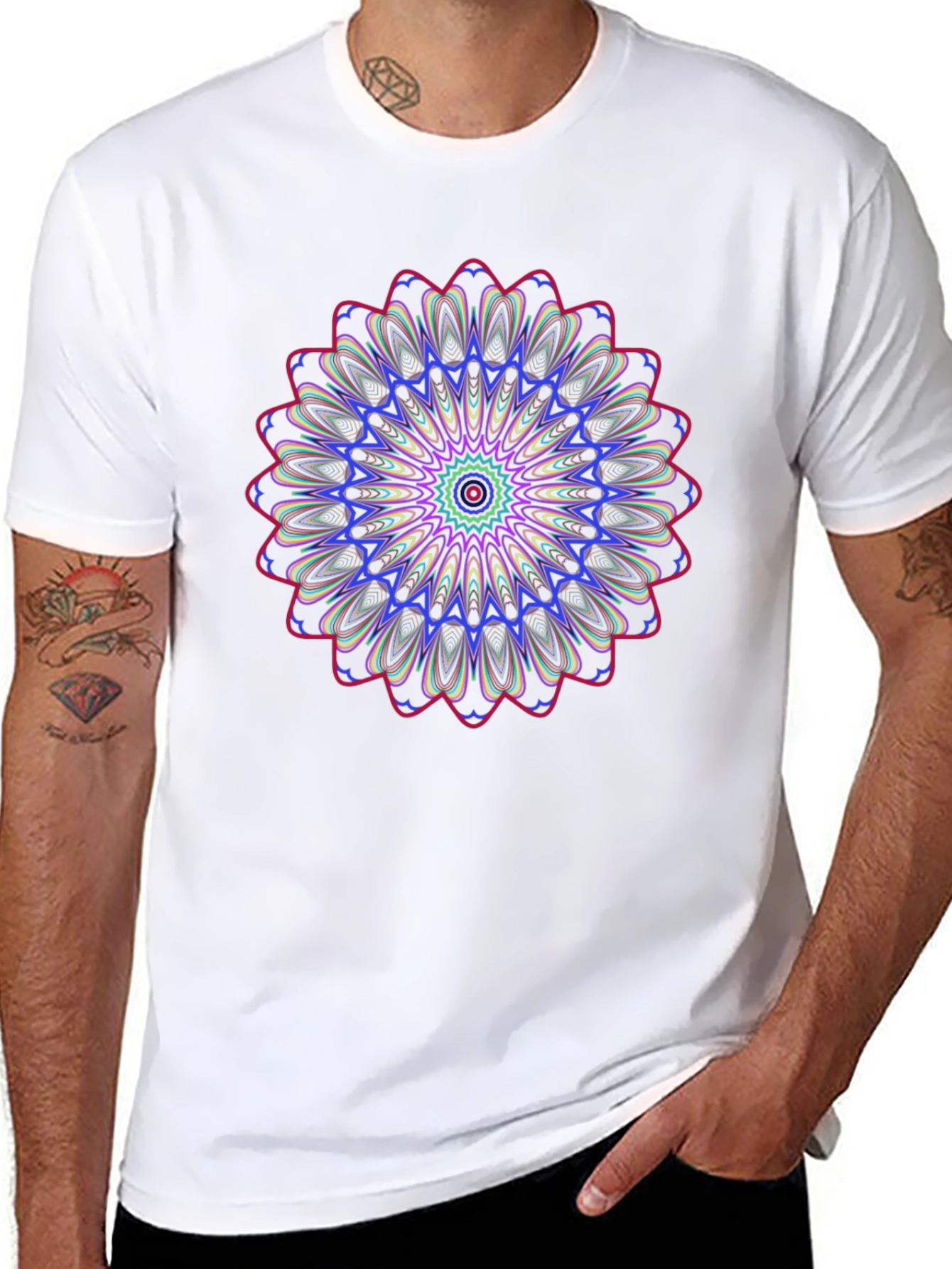 Black Mandala T-Shirt - Black Graphic Tee view 8
