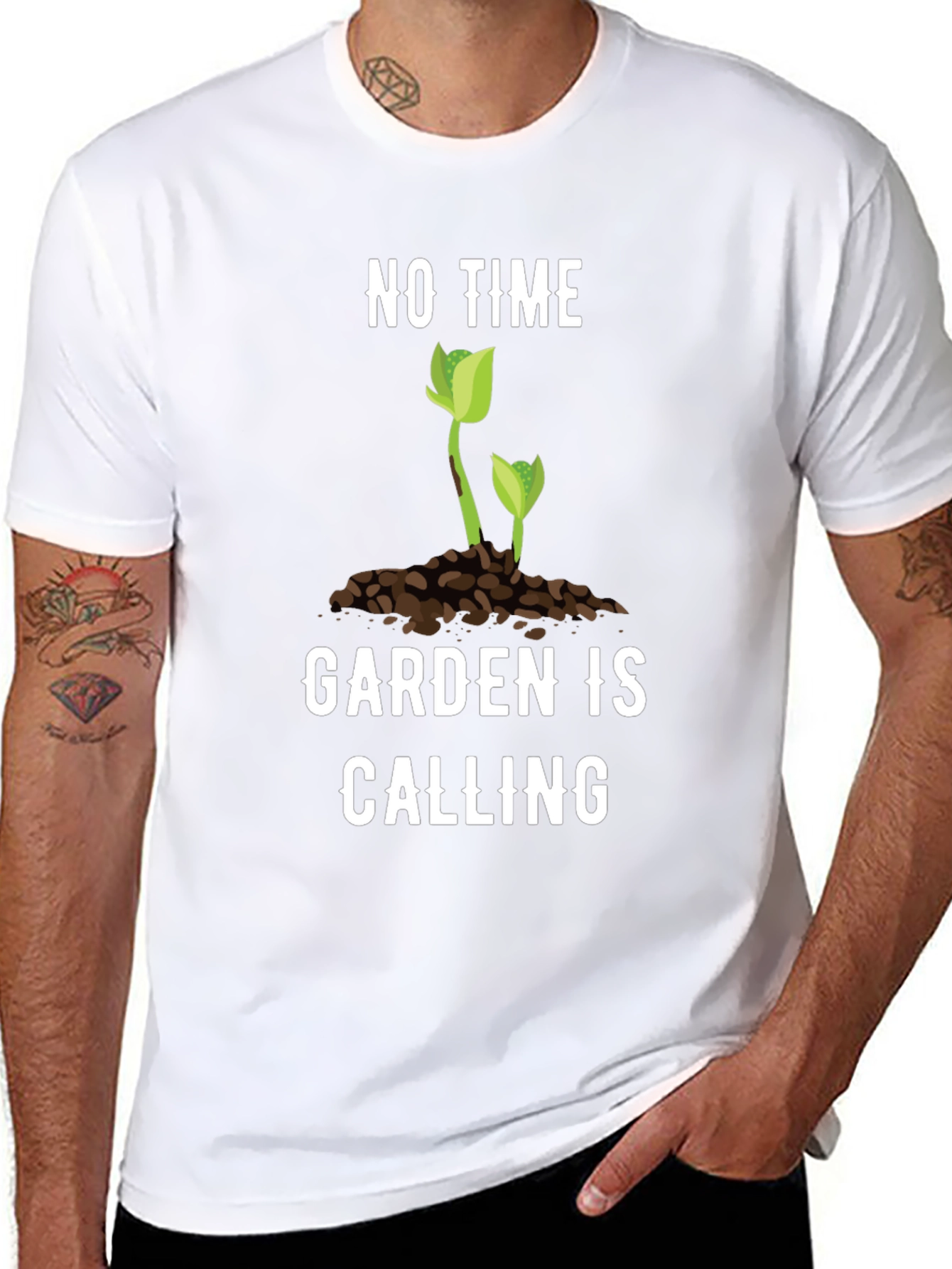 Black Gardening T-Shirt - "No Time, Garden is Calling" Tee view 8