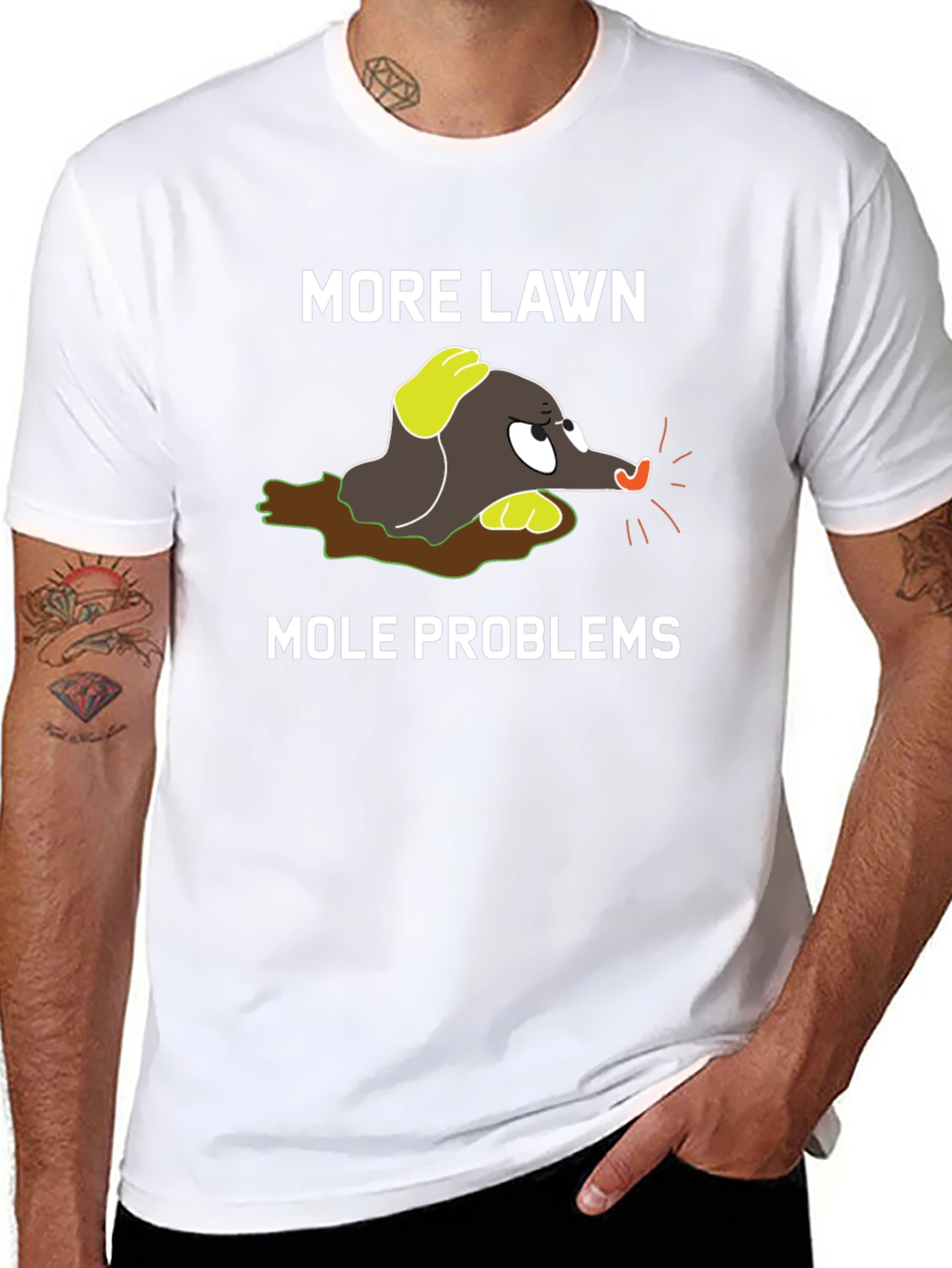 Black More Lawn Mole Problems Graphic Tee view 8