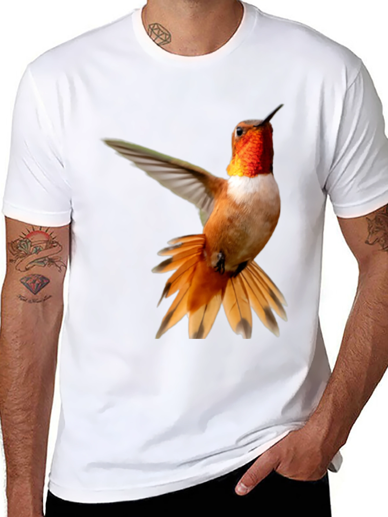 Black Hummingbird Graphic Tee - Black Cotton Blend view 8