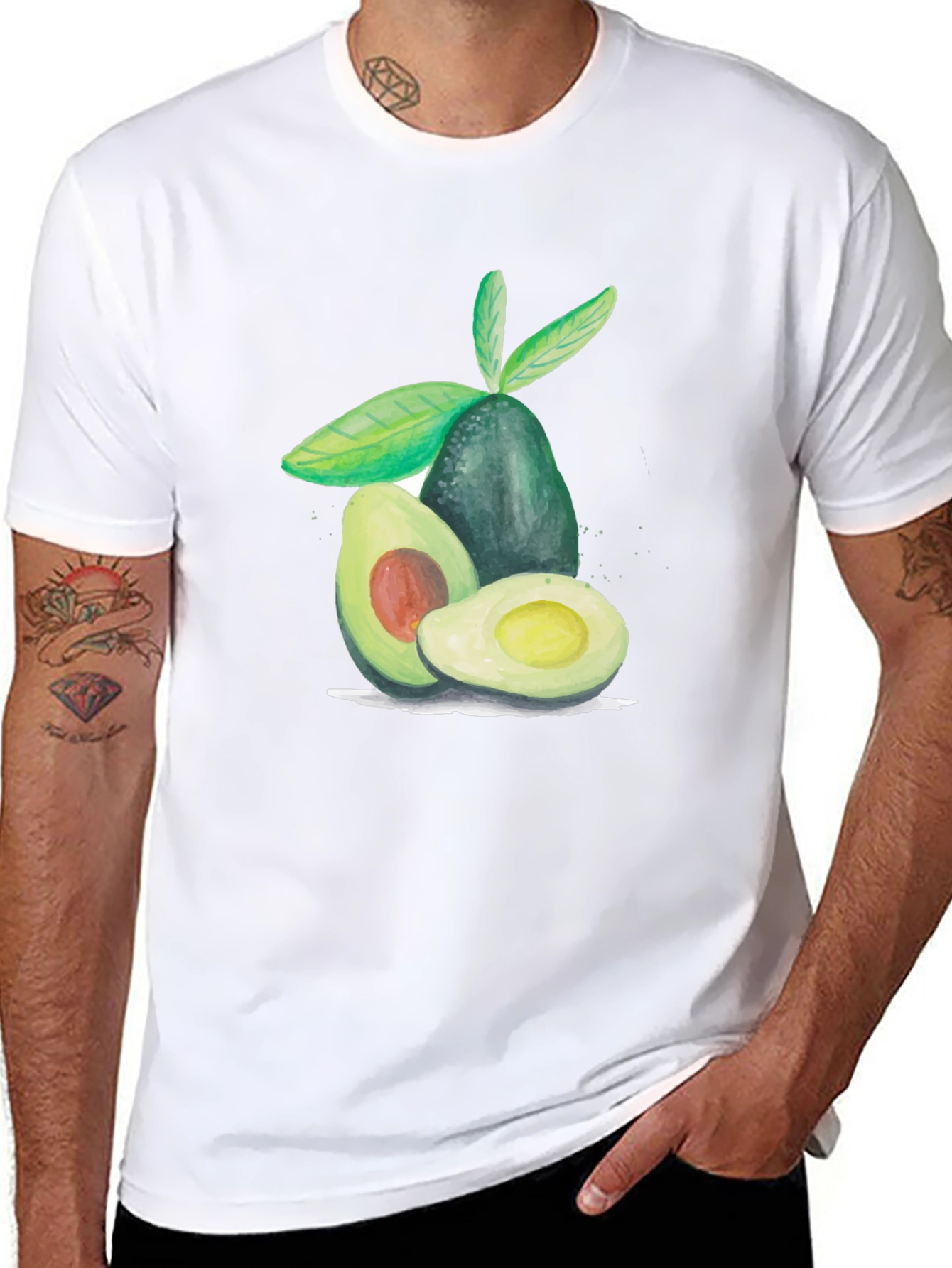 Black Avocado Graphic Tee - Casual Fruit Print T-Shirt view 8