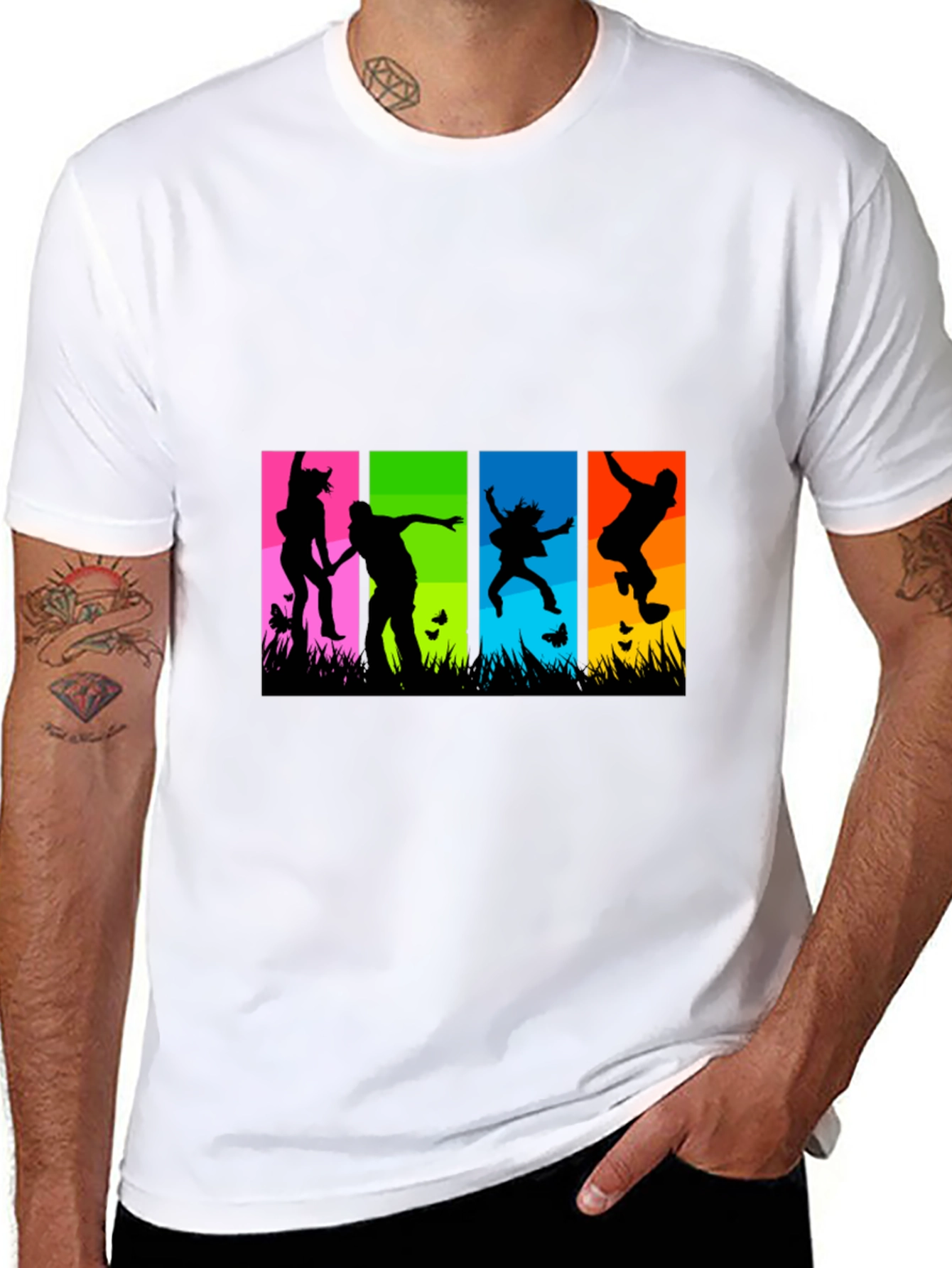 Black Colorful Silhouette Jumpers Black T-Shirt view 8