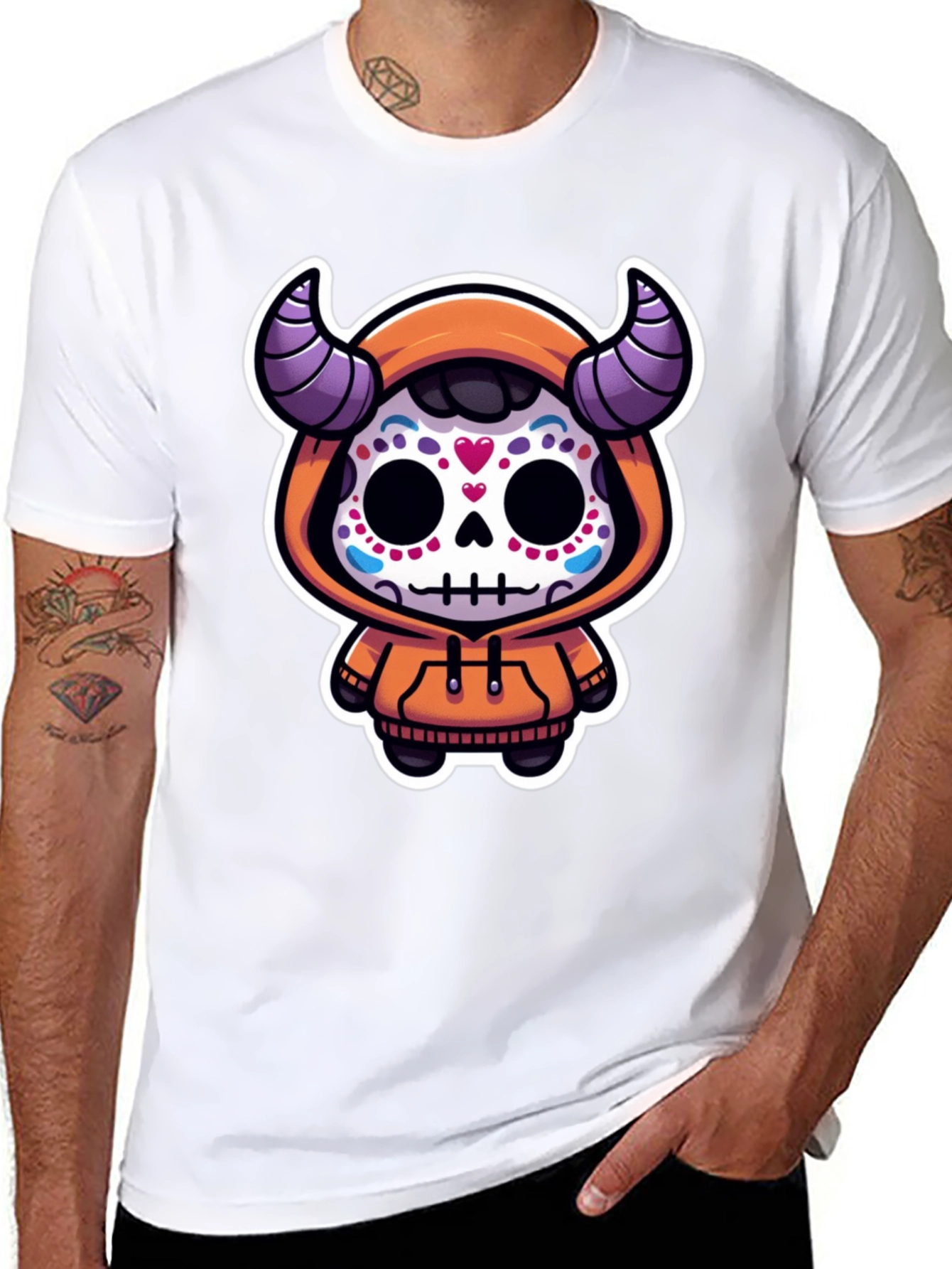 Black Sugar Skull Devil Kid's Graphic Tee view 8