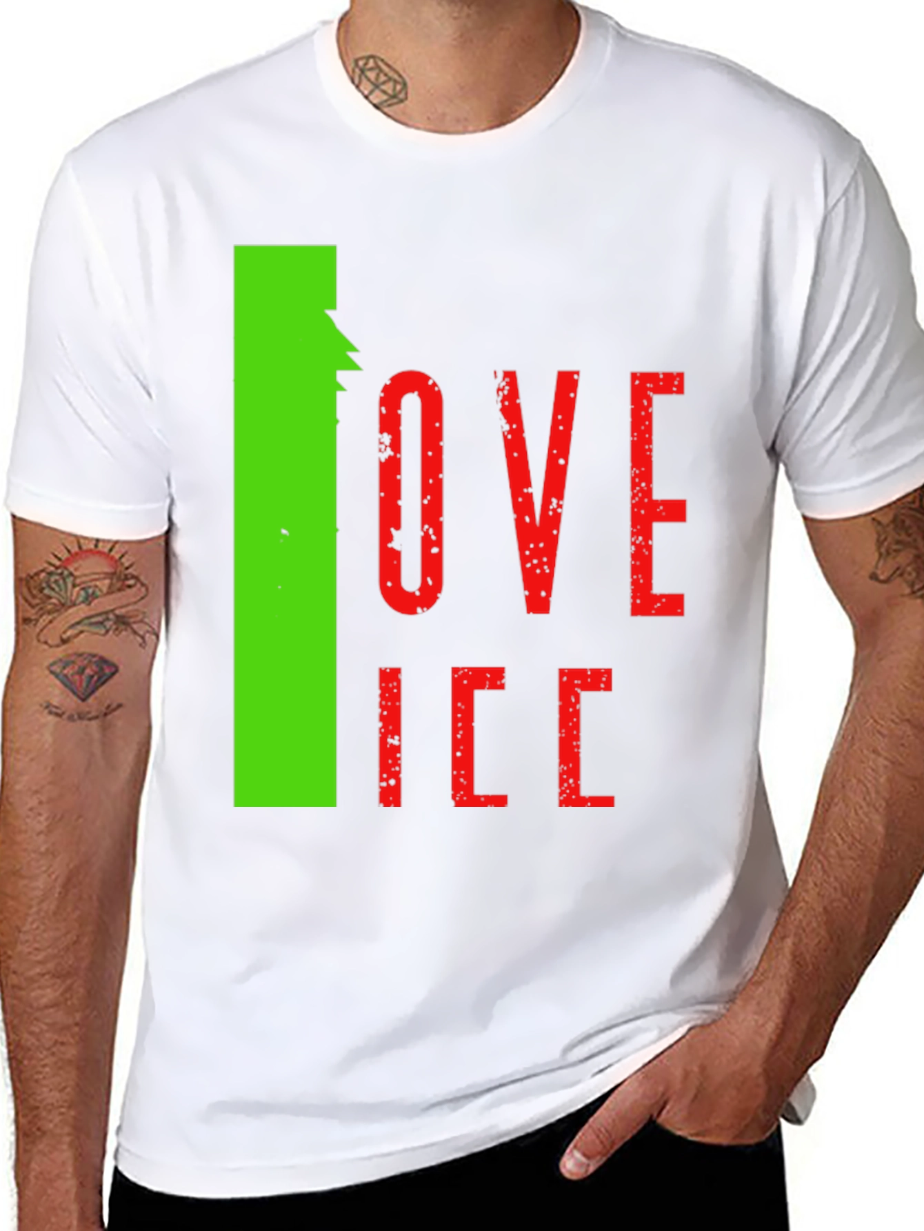 Black I Love Ice Novelty Graphic T-Shirt view 8