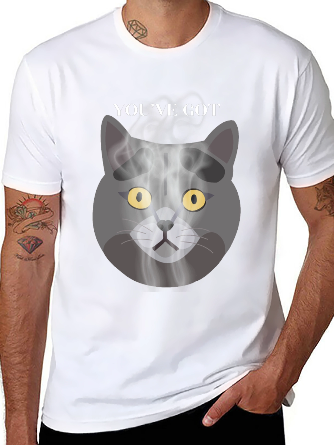 Black Smoky Cat Graphic Tee - You've Got Mail Vibes view 8