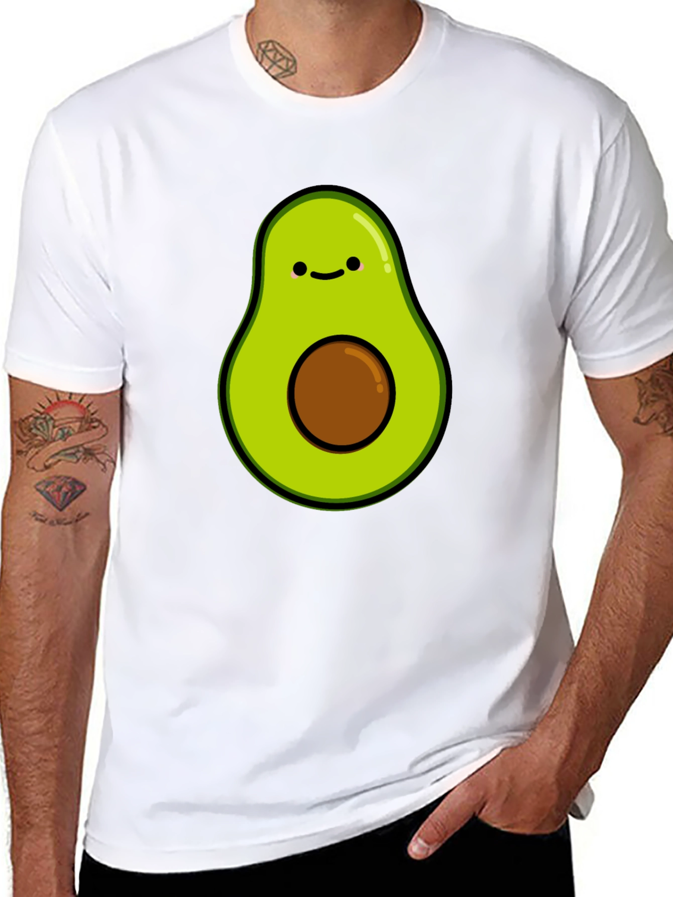 Black Cute Avocado Graphic T-Shirt - Black view 8