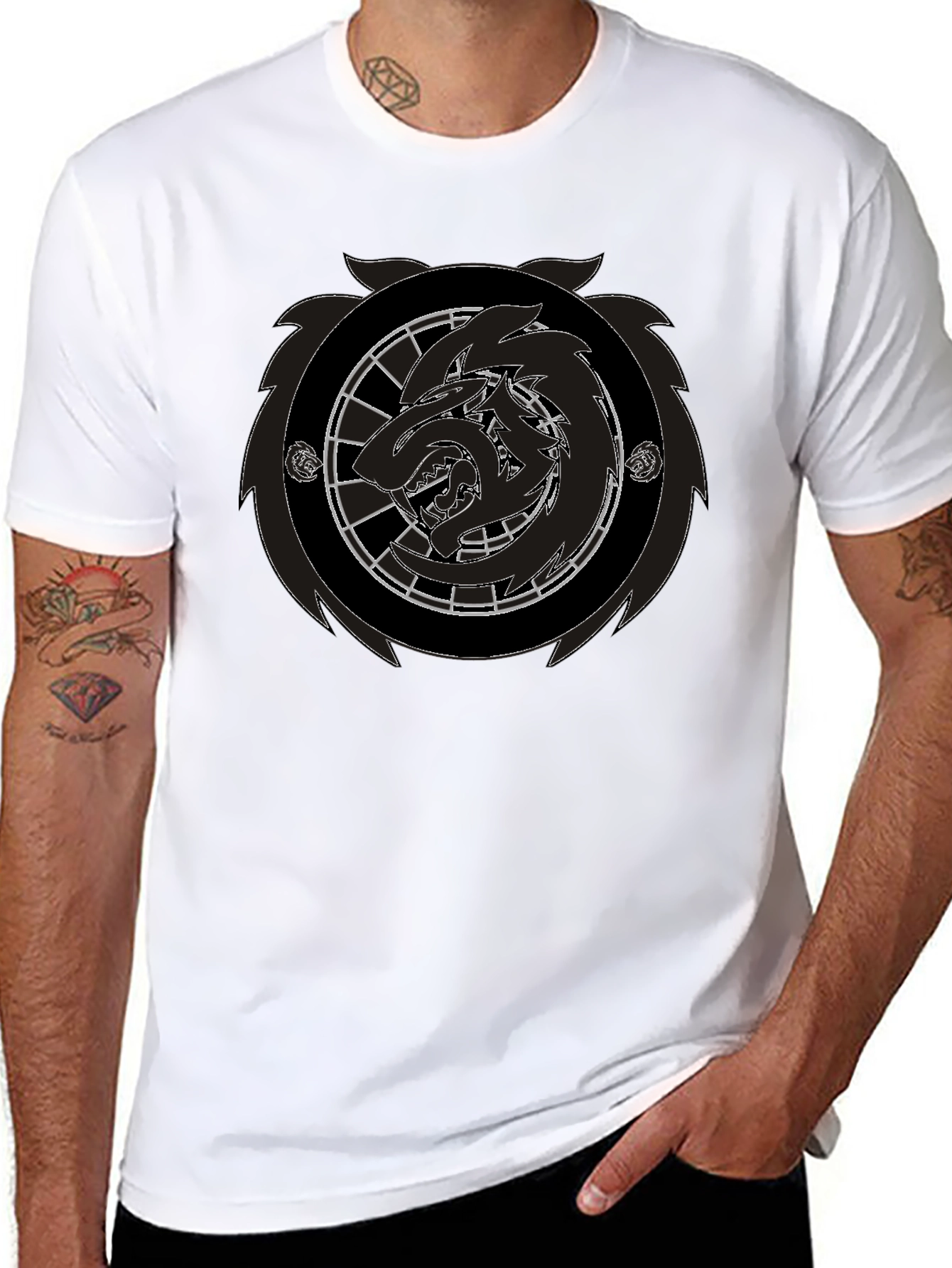 Black Black Wolf Emblem Graphic Tee - Men's Fashion view 8