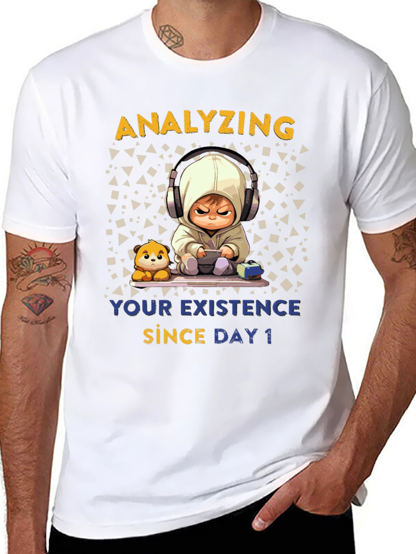 Black Analyzing Existence T-Shirt - Funny Gamer Baby Tee view 8