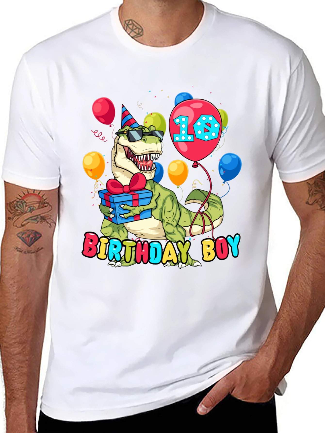 Black Birthday Boy Dinosaur T-Shirt - Dino 10th Birthday view 8