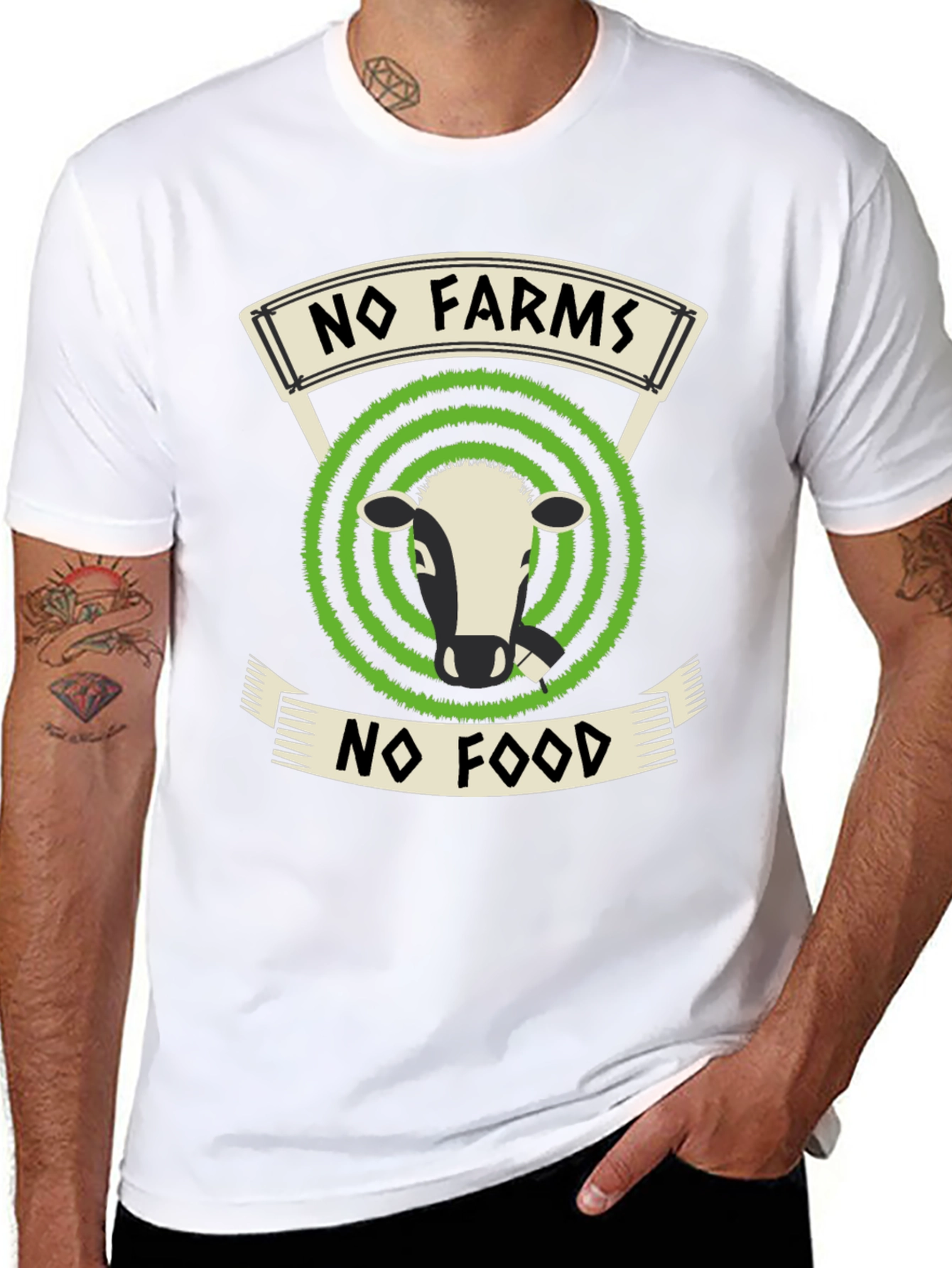 Black No Farms No Food Graphic Tee view 8