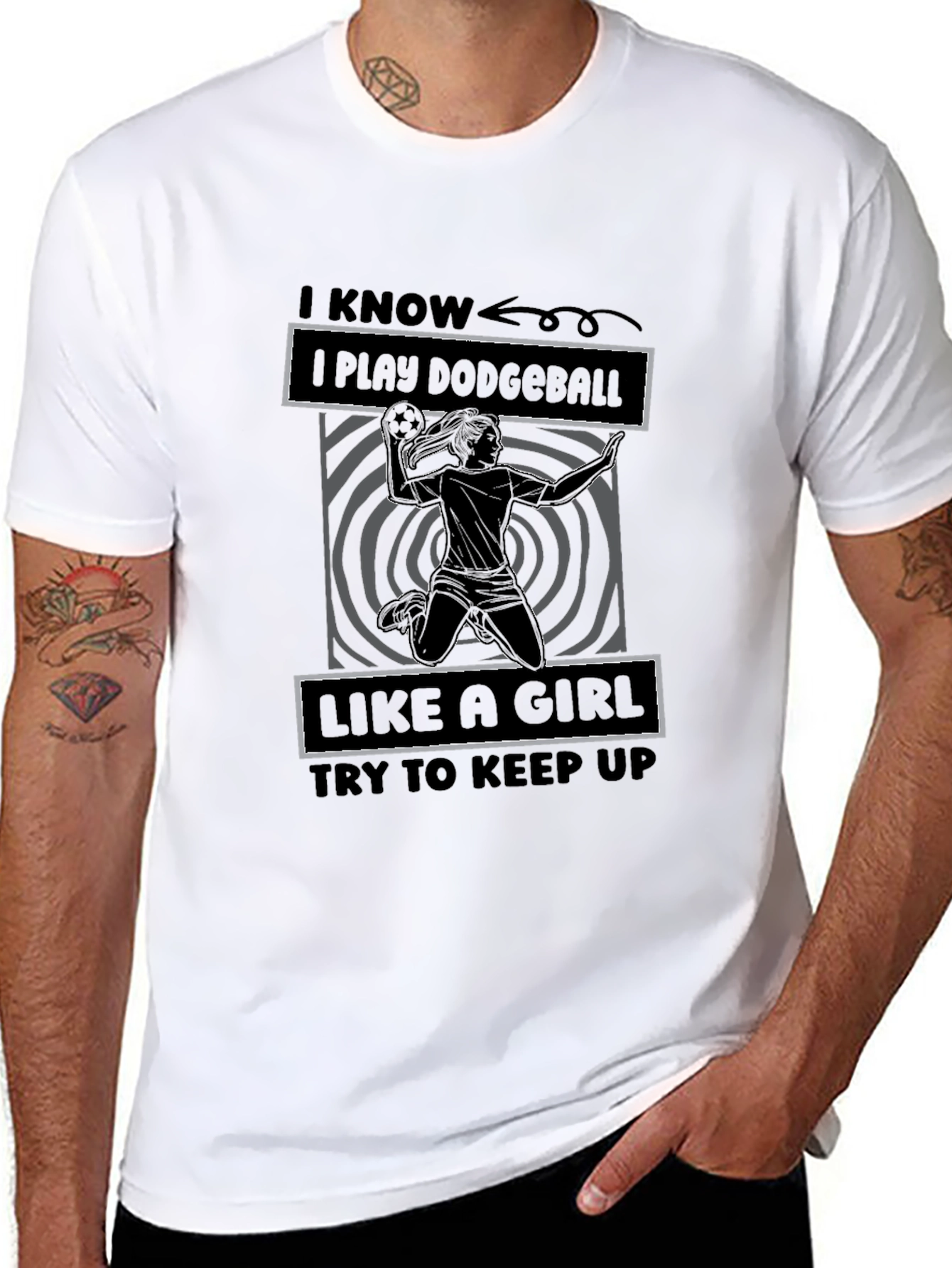 Black Dodgeball Like A Girl Graphic T-Shirt view 8