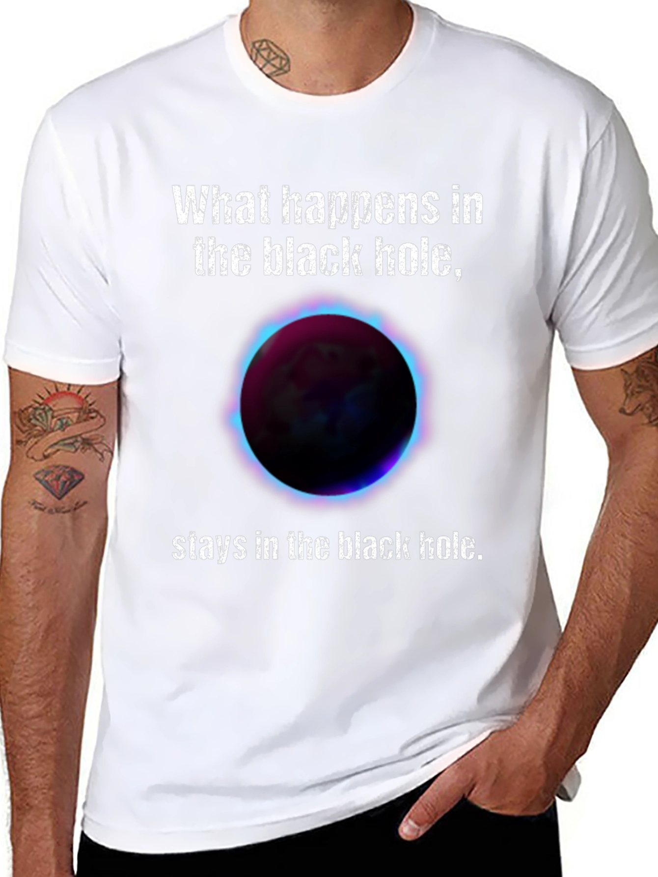 Black Black Hole Graphic T-Shirt - Space Humor Tee view 8