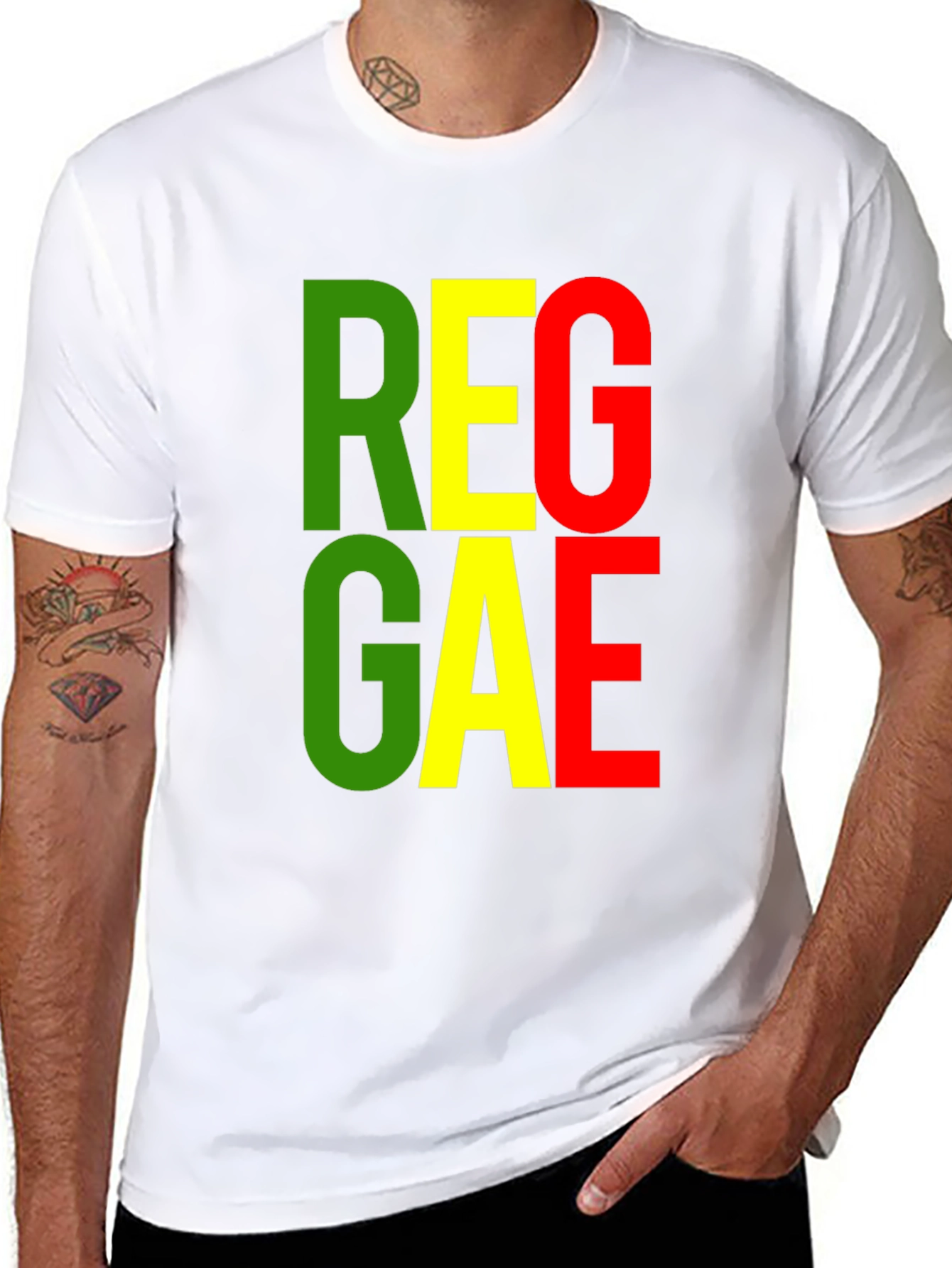 Black Reggae Graphic Tee - Black Cotton T-Shirt view 8