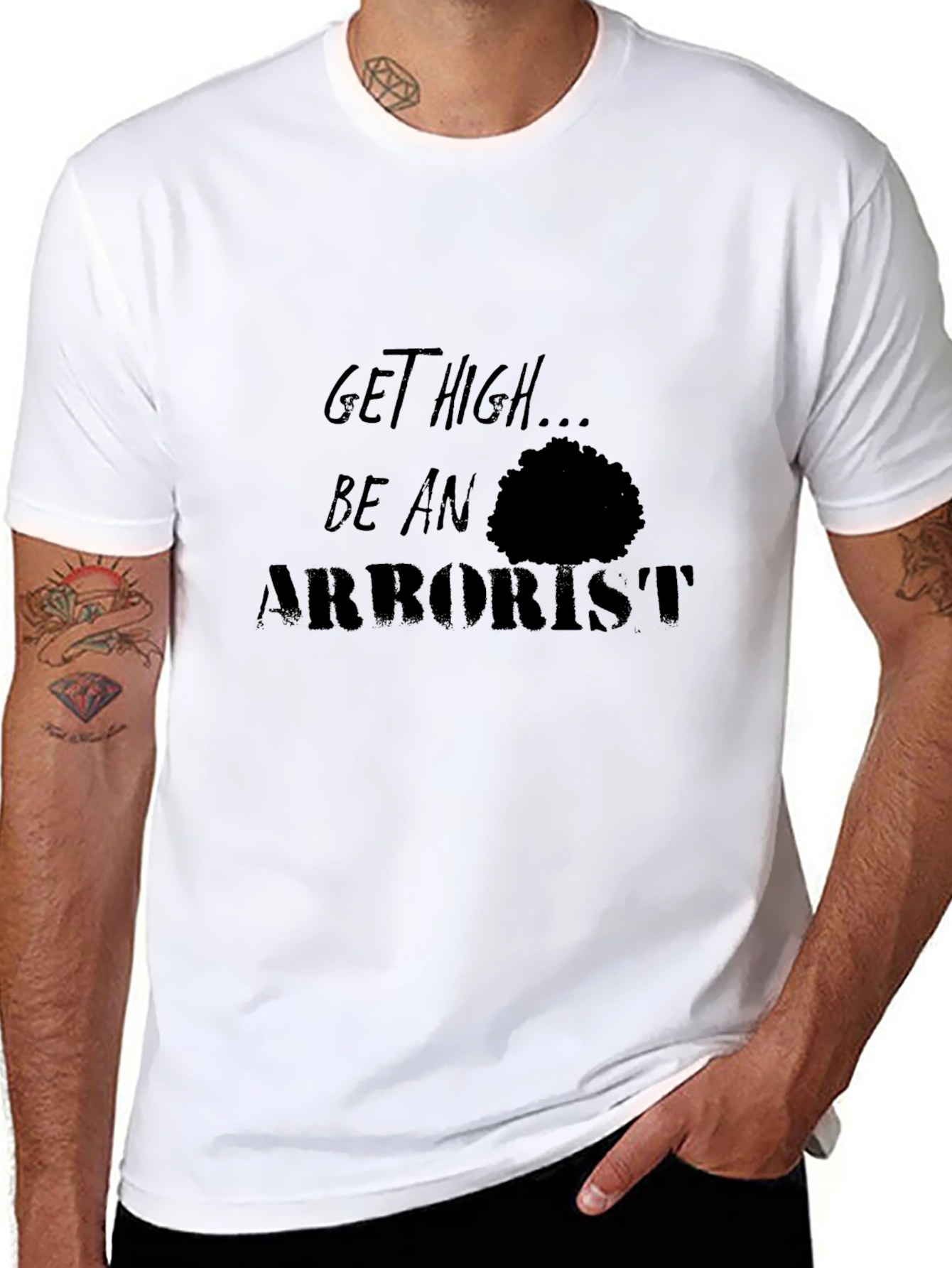 Black Get High Arborist T-Shirt - Funny Tree Lover Tee view 8