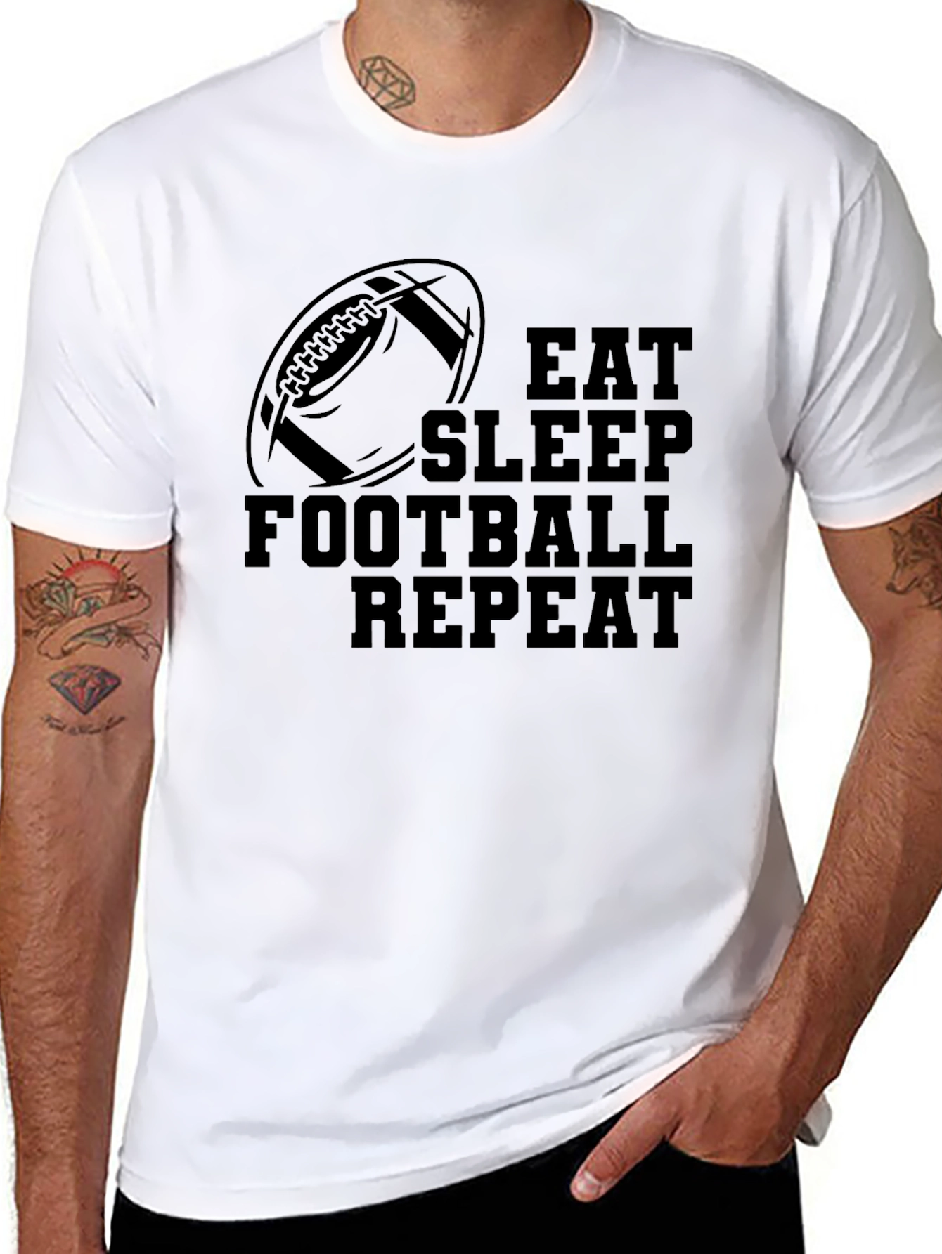 Black Eat Sleep Football Repeat T-Shirt view 8
