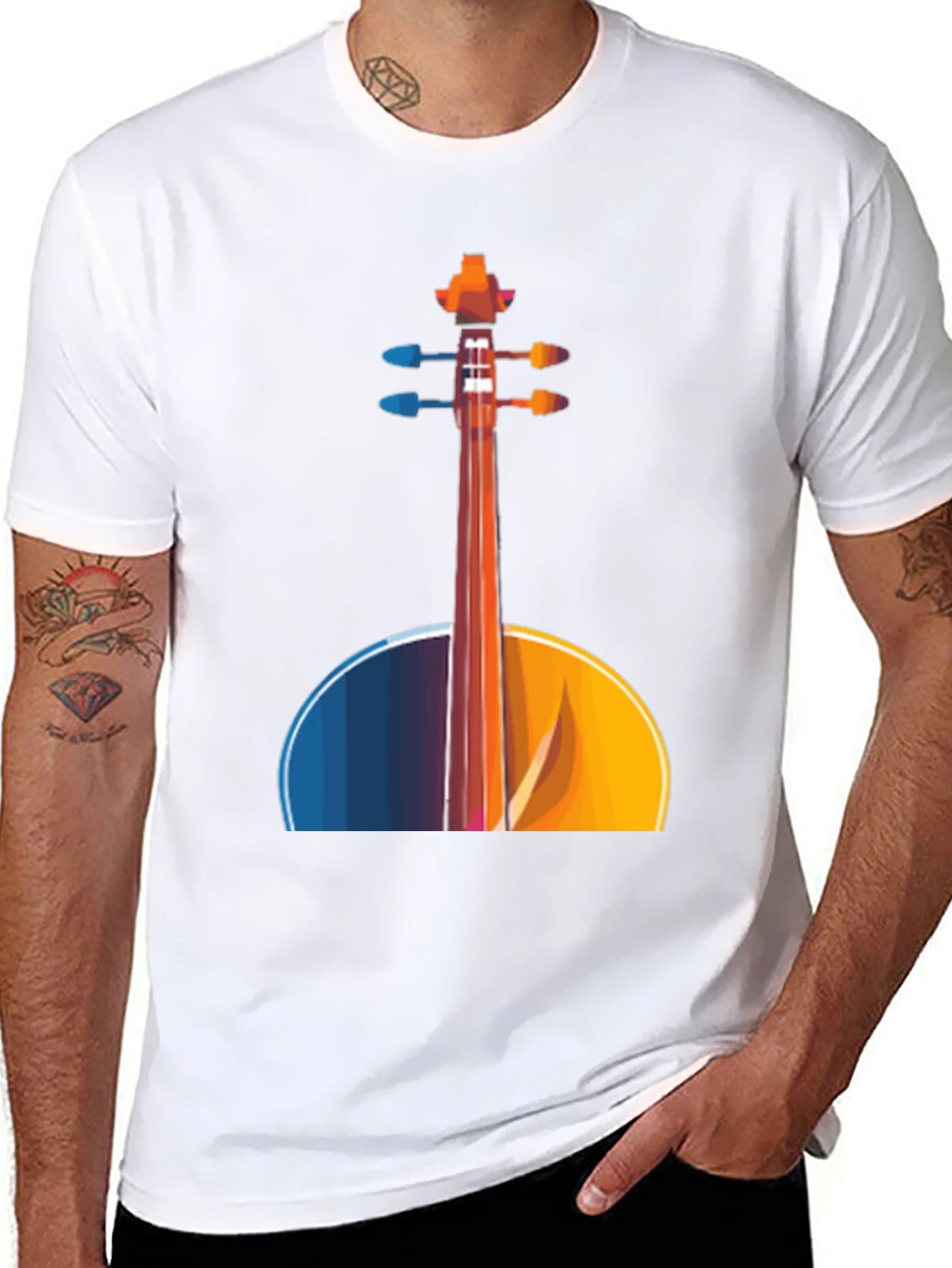 Black Abstract Cello Graphic Tee - Black Musical Shirt view 8