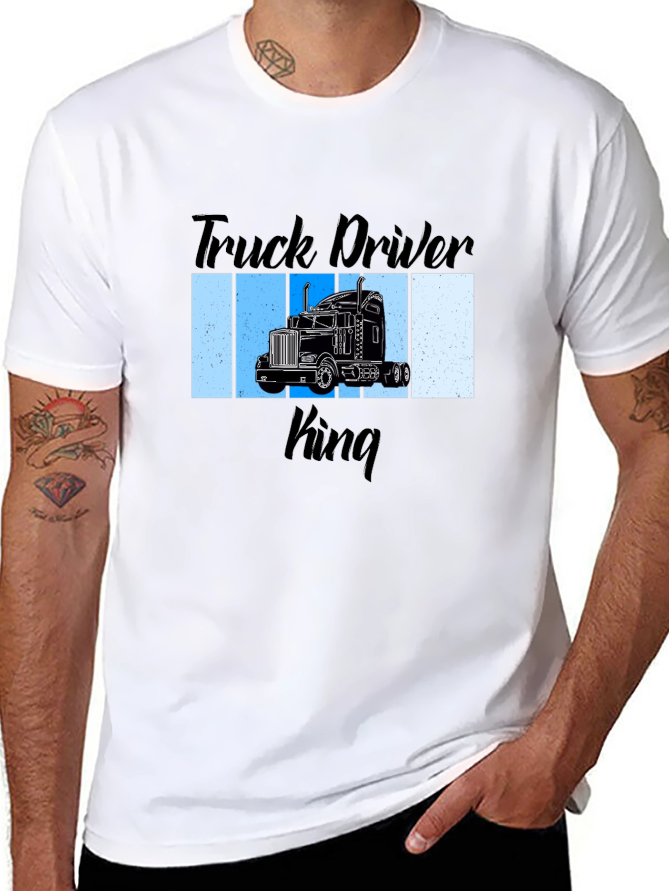 Black Truck Driver King Graphic T-Shirt view 8